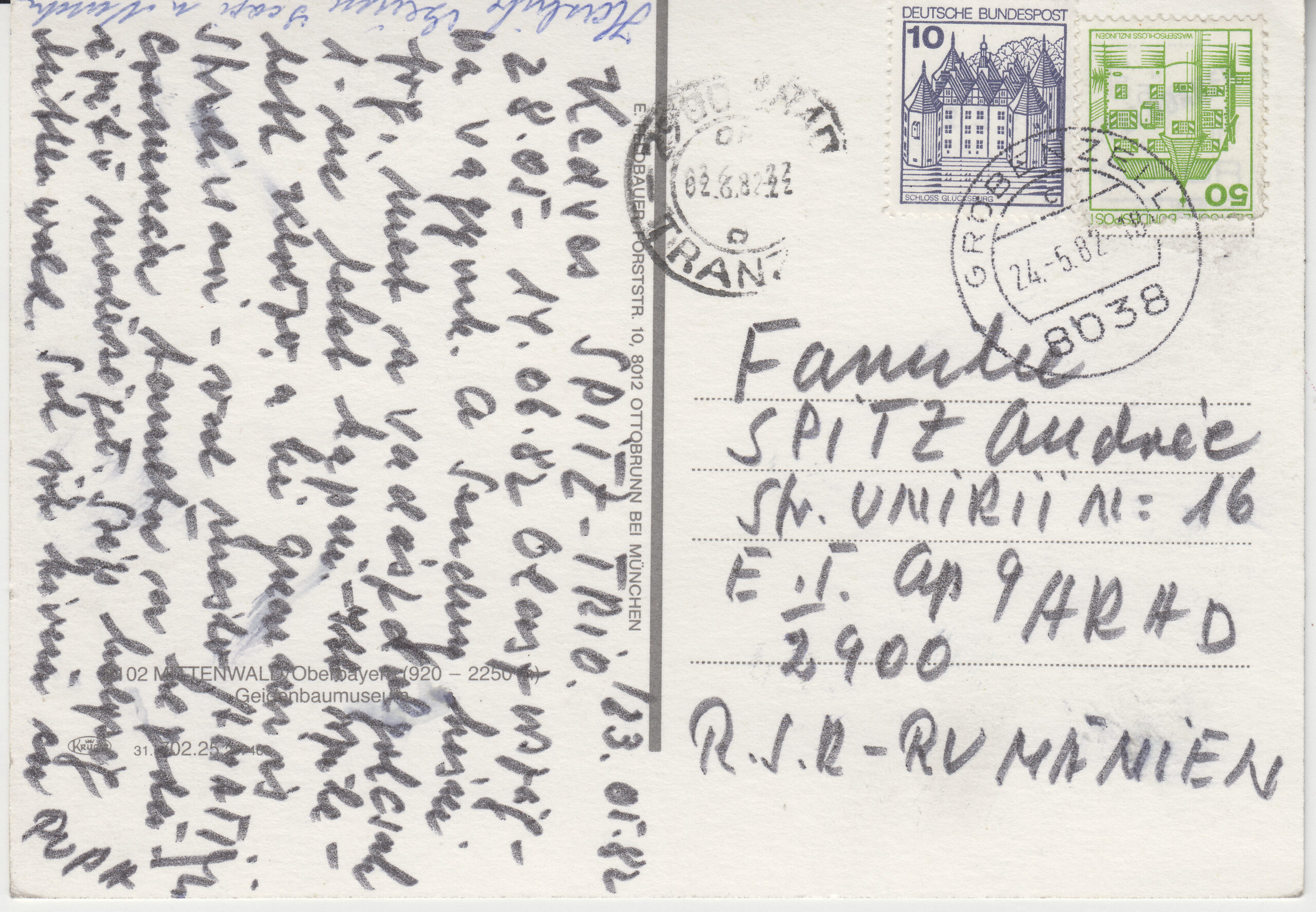 0.702- 25.31 Kruger Postcard Germany Mittenwald_0001