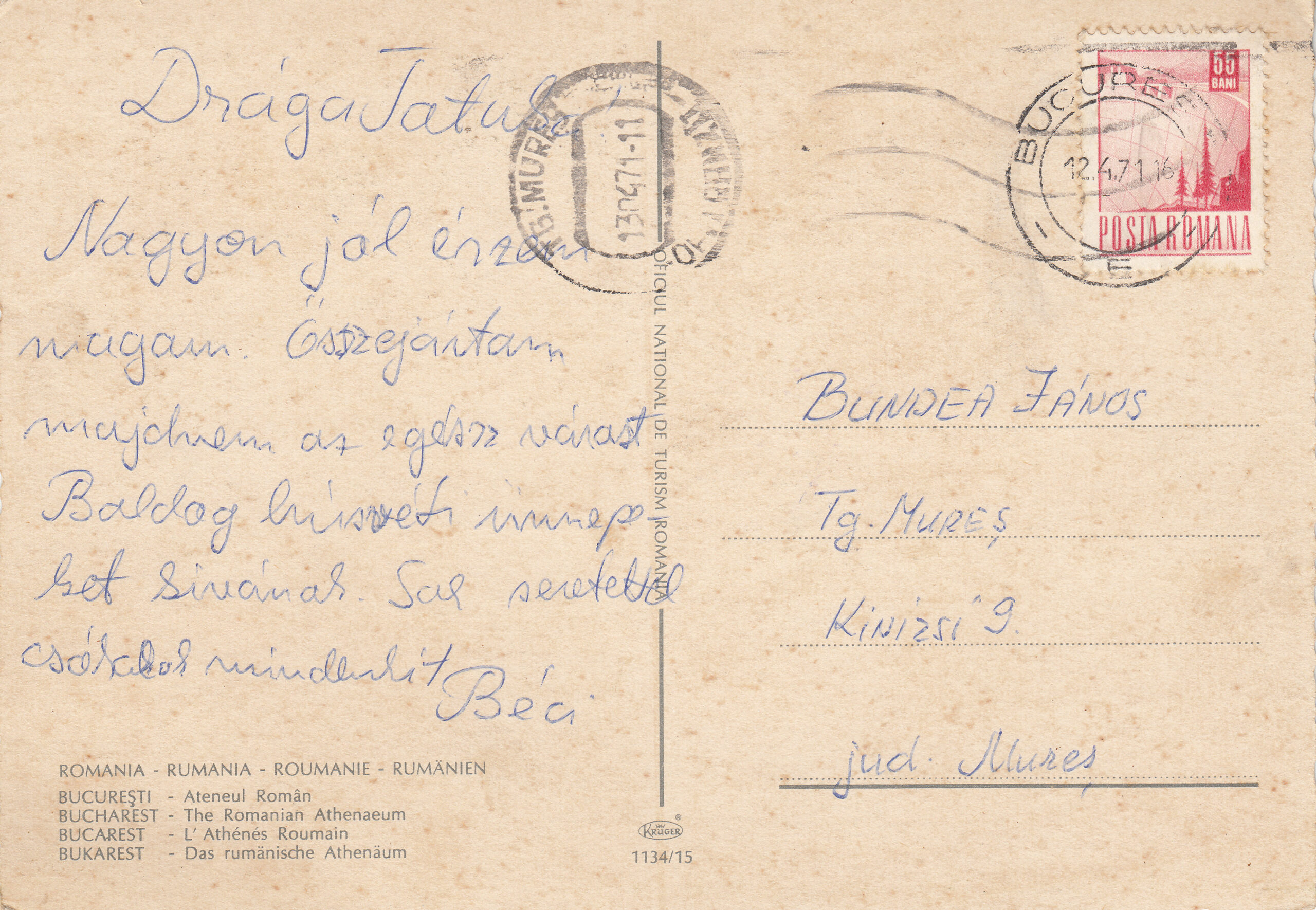 1.134- 15 Krüger Postcard Romania Bucharest_0001