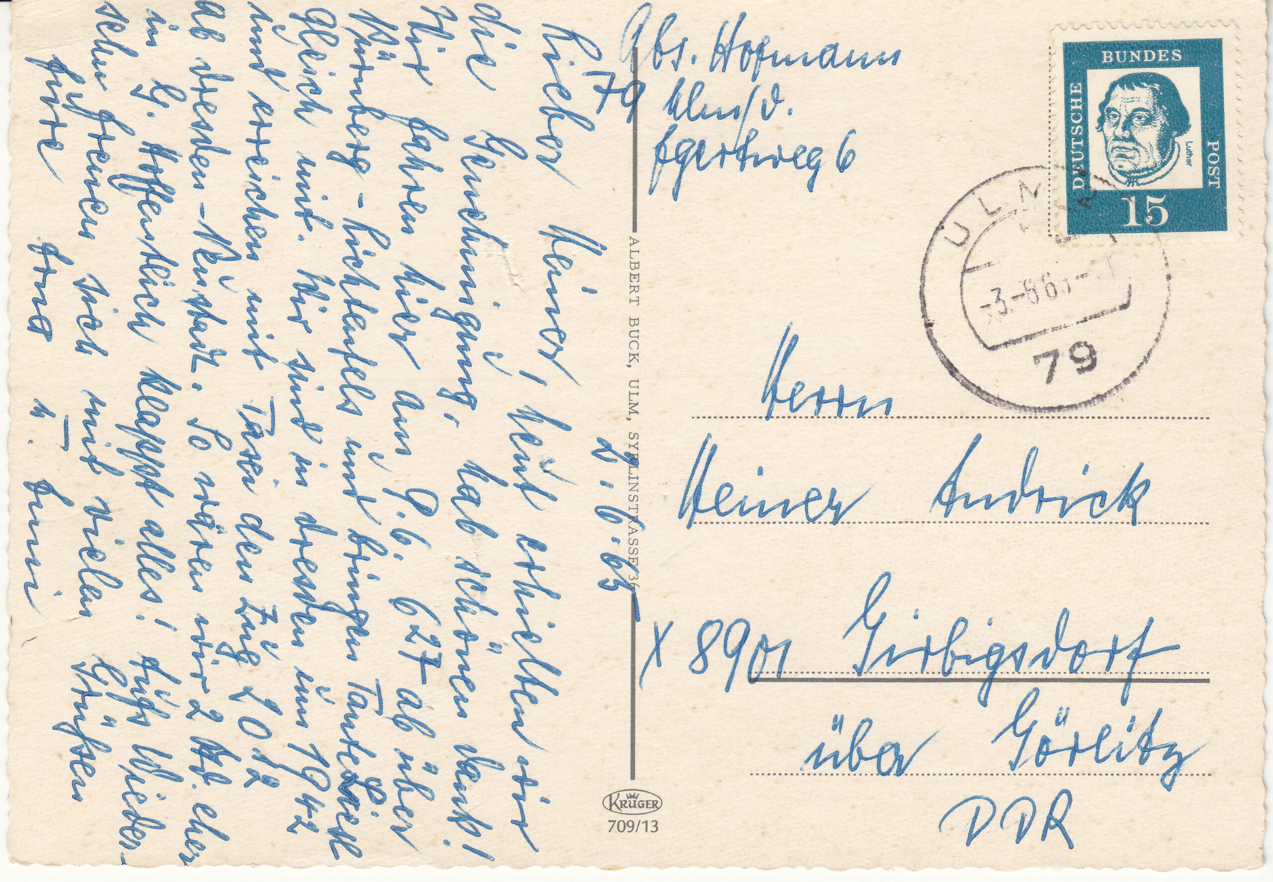 0.709- 13 Krüger Postcard Germany Ulm_0001