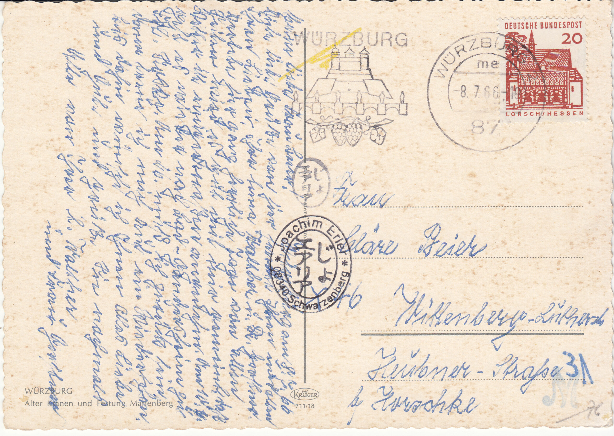 0.711- 18 Krüger Postcard Germany Wurzburg_0001