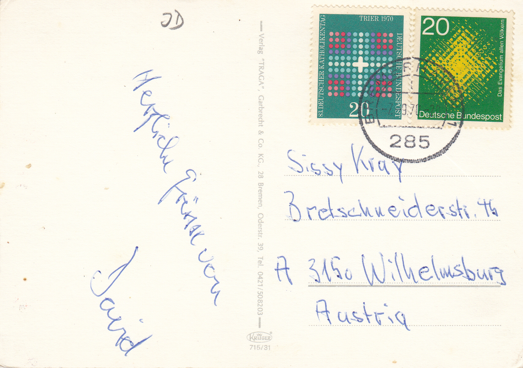 0.715- 31 Krüger Postcard Germany Bremerhaven_0001