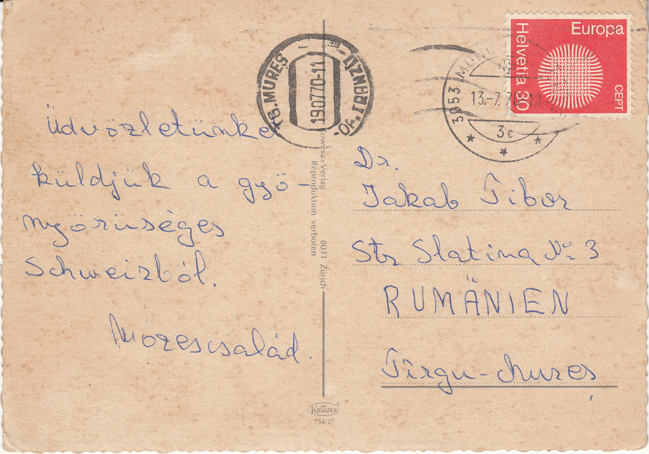0.754- 27 Krüger Postcard Switzerland_0001