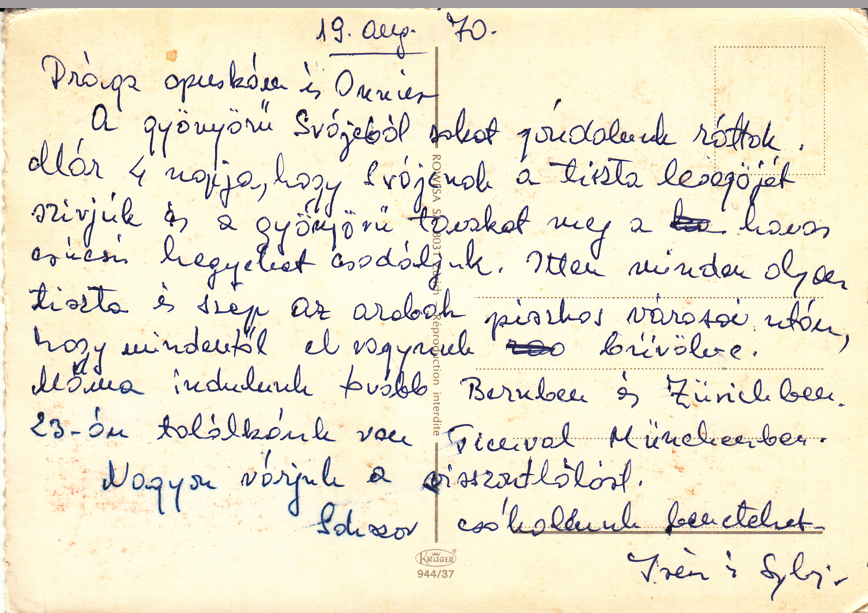 0.944- 37 Krüger Postcard Switzerland Lausanne_0001