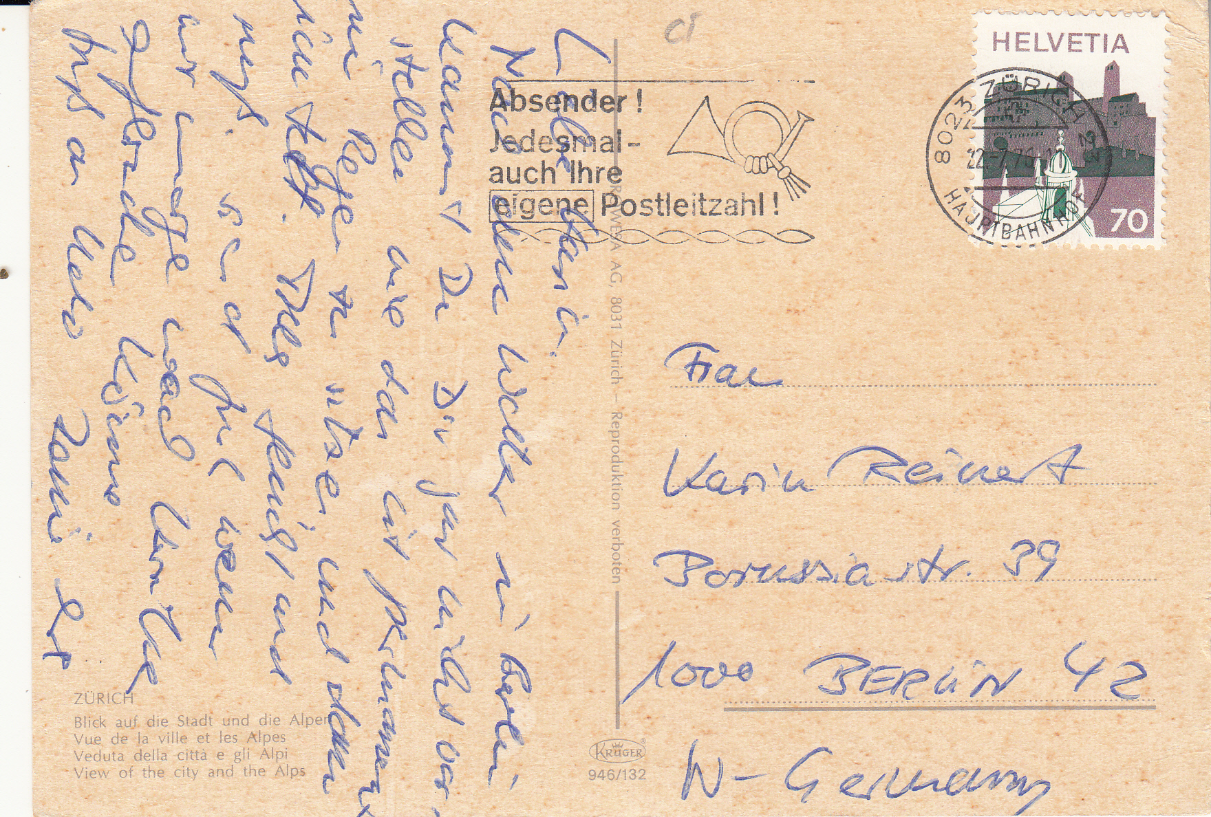 0.946-132 Krüger Postcard Switzerland Zürich_0001