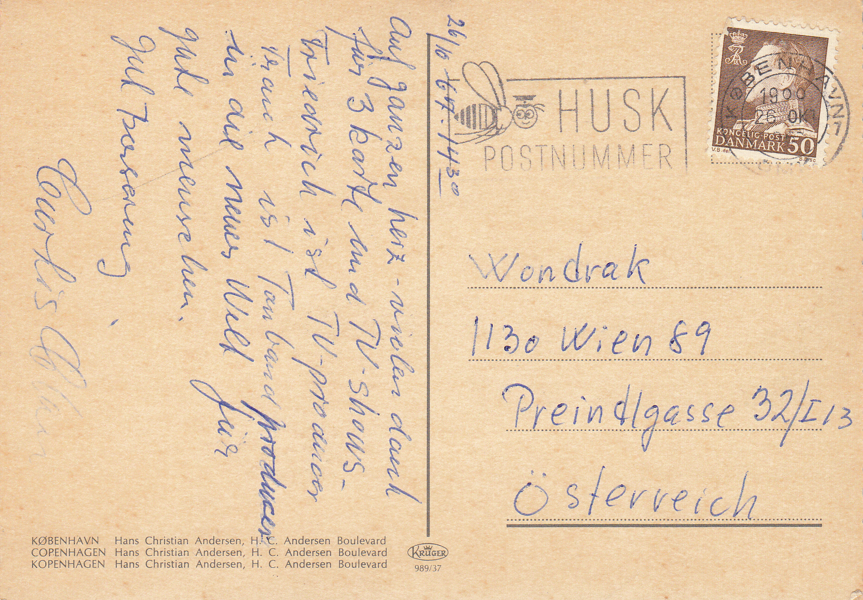 0.989- 37 Krüger Postcard Denmark Copenhagen_0001