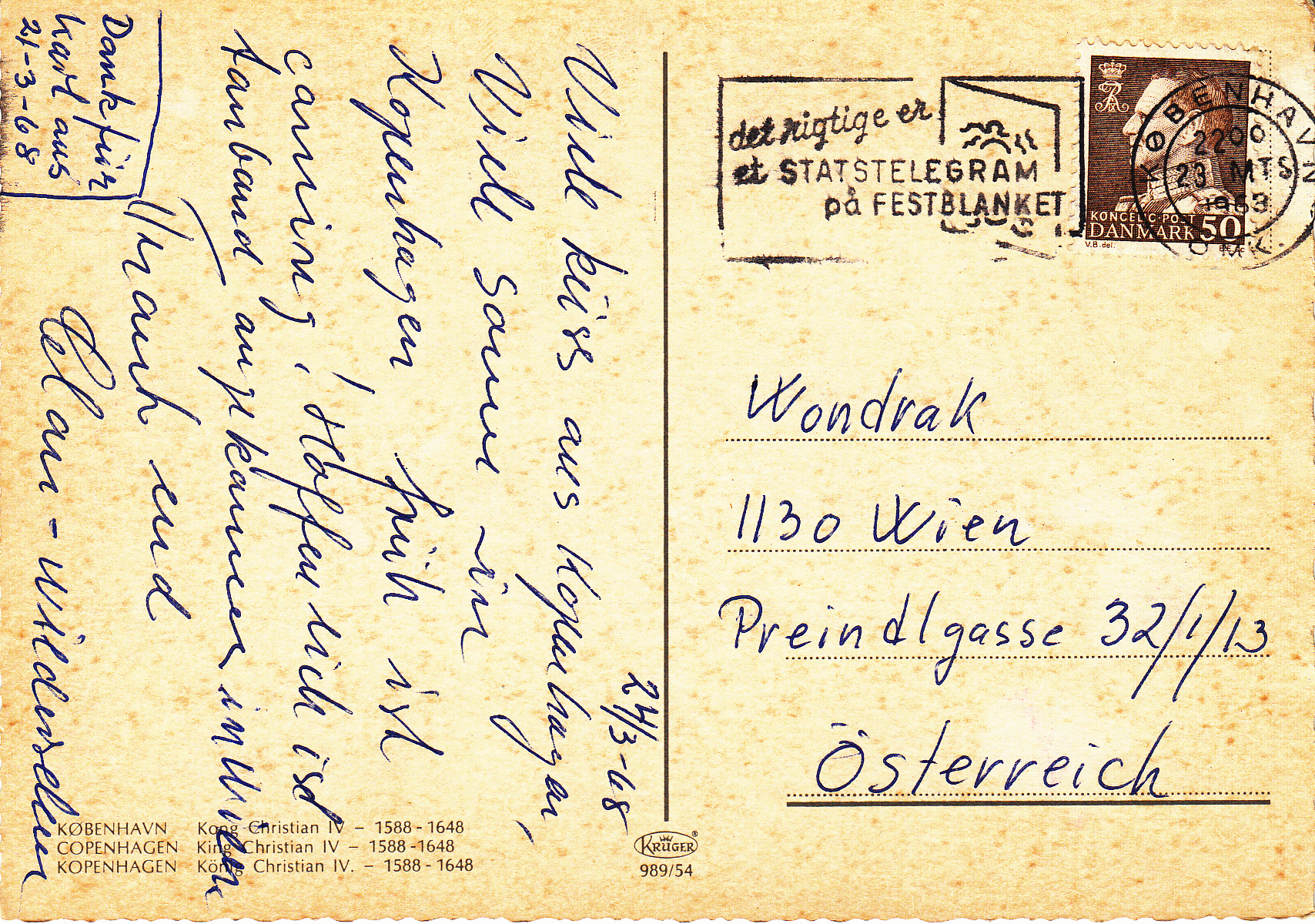 0.989- 54 Krüger Postcard Denmark Copenhagen_0001