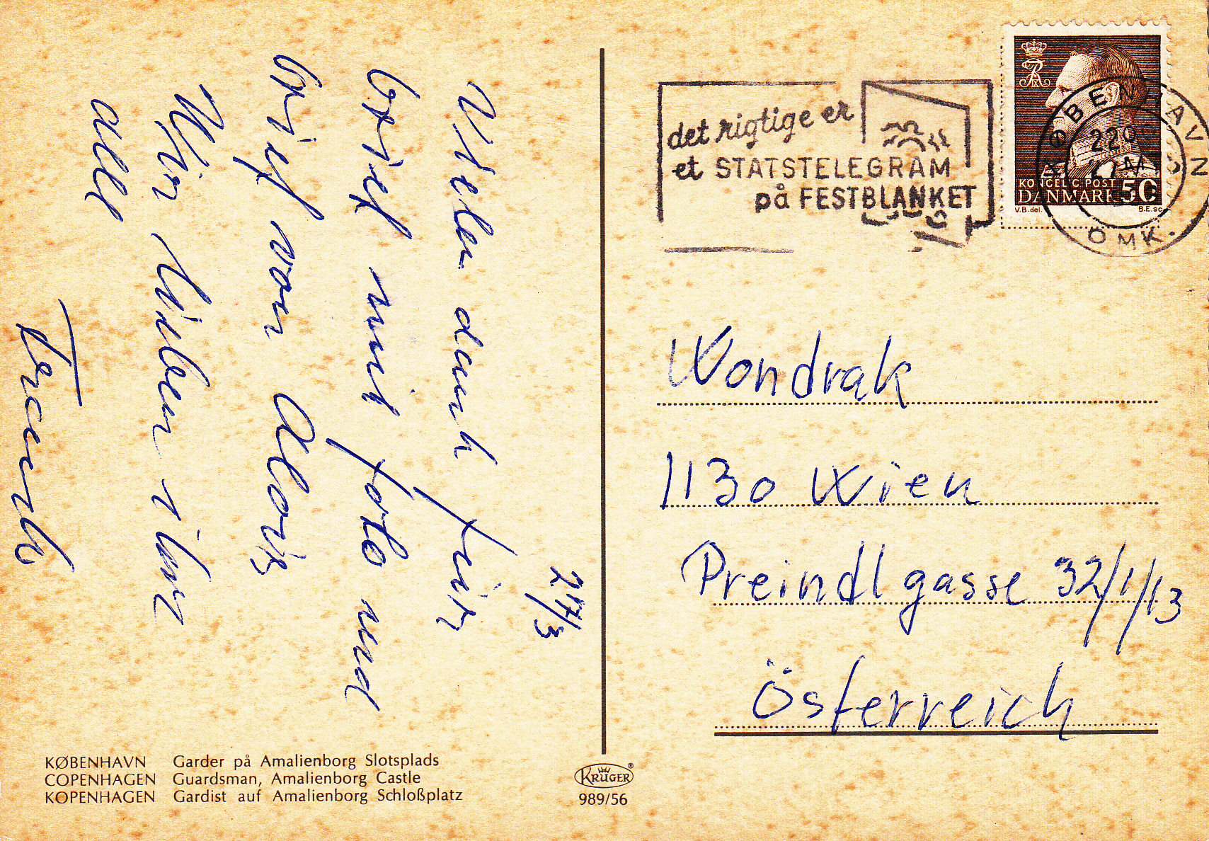 0.989- 56 Krüger Postcard Denmark Copenhagen_0001
