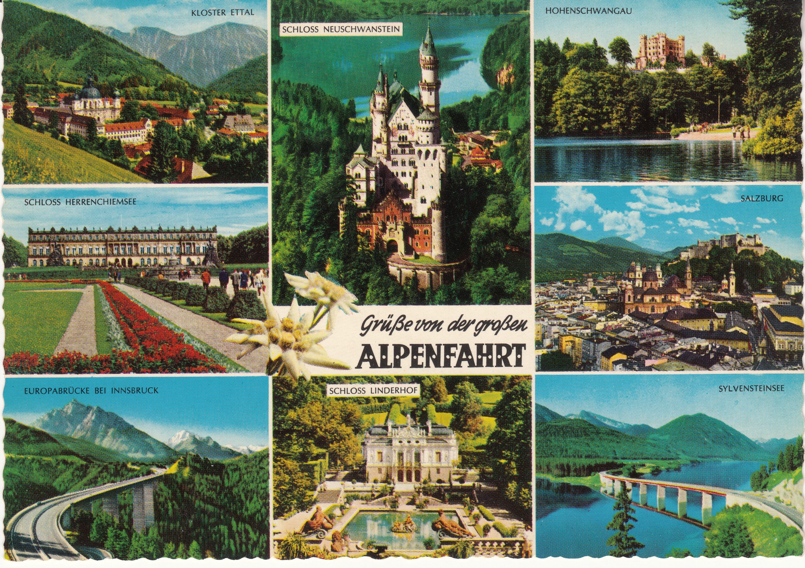 1.195- 11 Krüger Postcard Germany Bayerische Königsschlösser Alpenfart