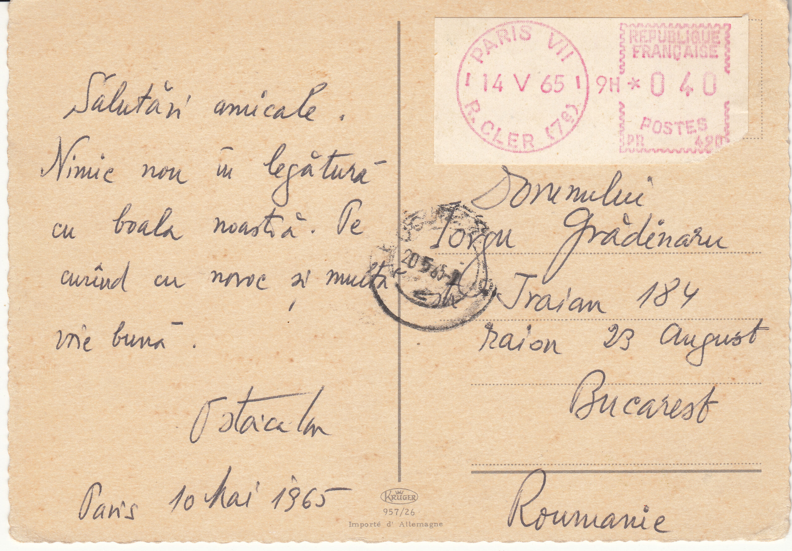 0.957- 26 Krüger Postcard France Paris_0001