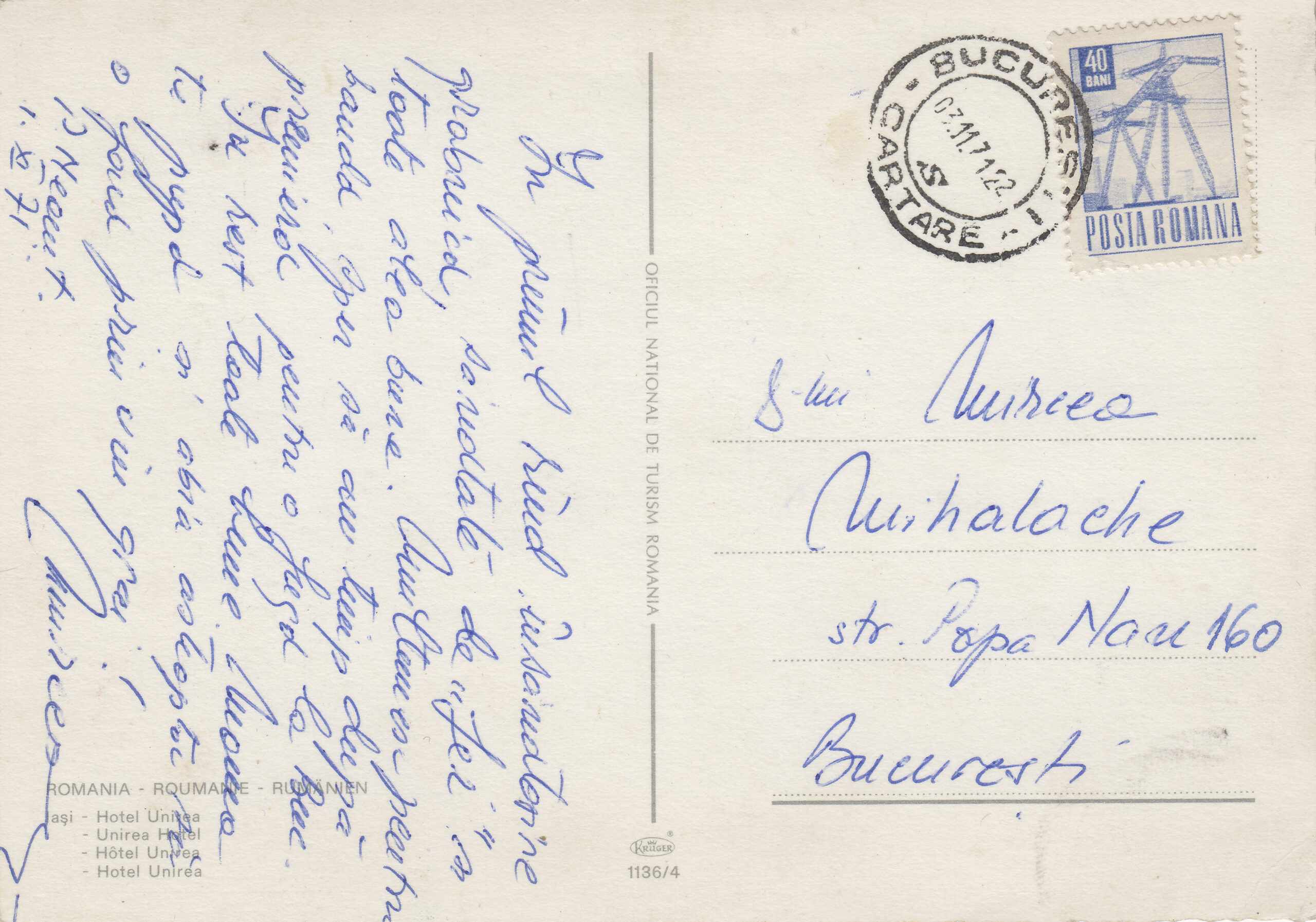 1.136- 4 Krüger Postcard Romania Iași_0001