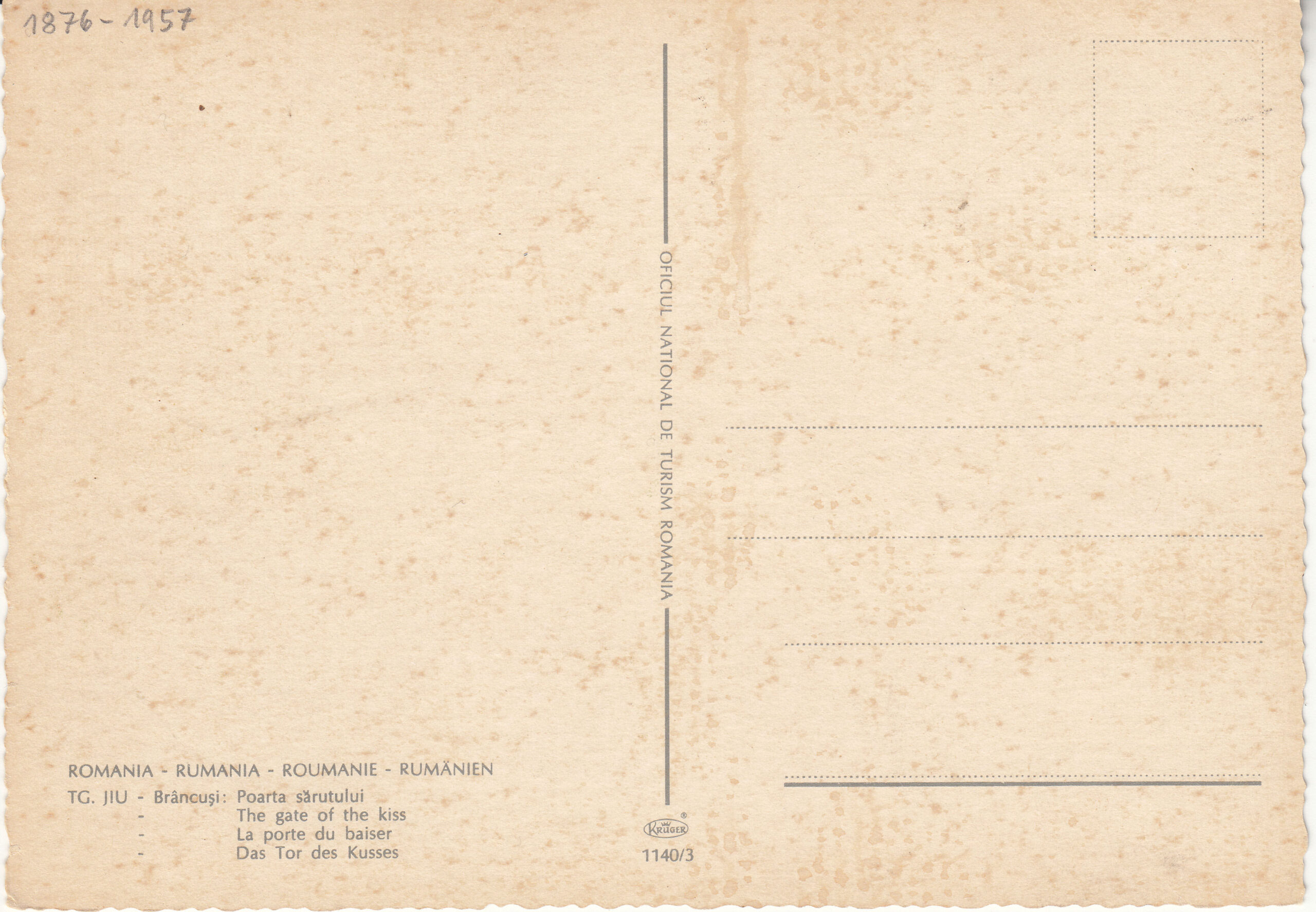 1.140- 3 Krüger Postcard Romania Tg Jiu_0001