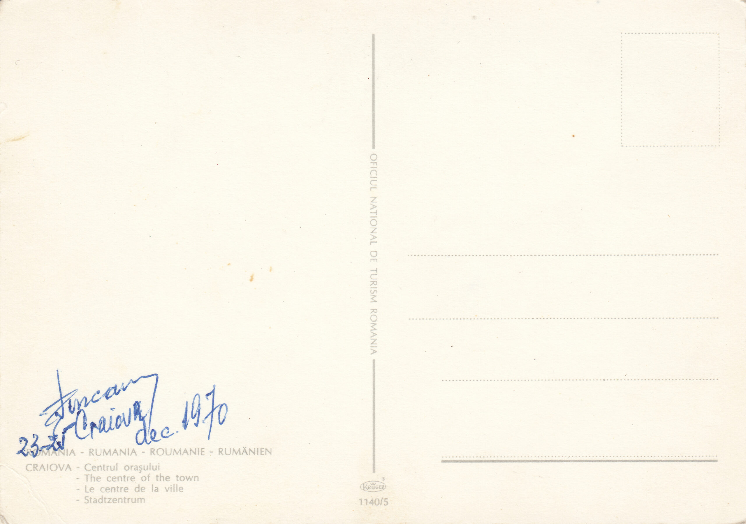 1.140- 5 Krüger Postcard Romania Craiova_0001