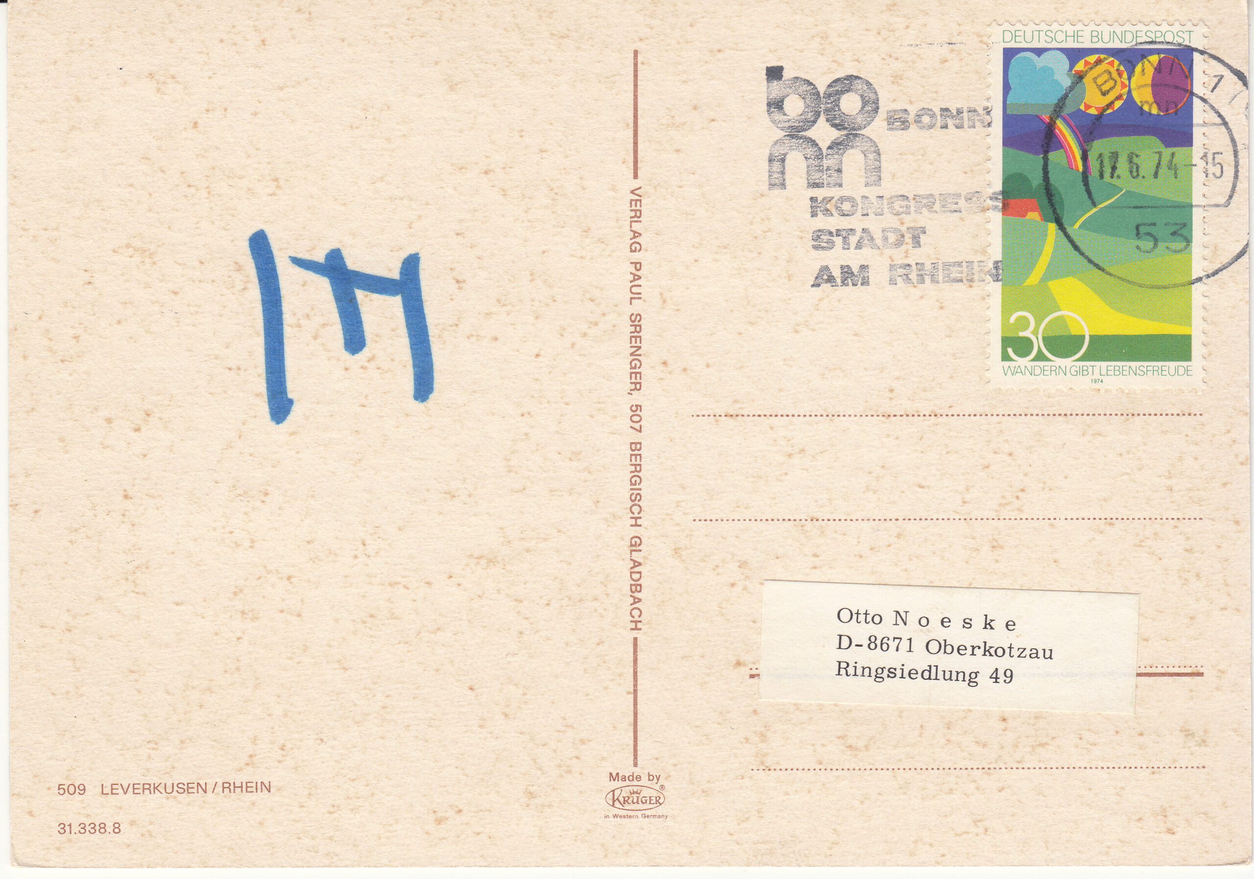 1.338- 8.31 Krüger Postcard Germany Leverkusen_0001