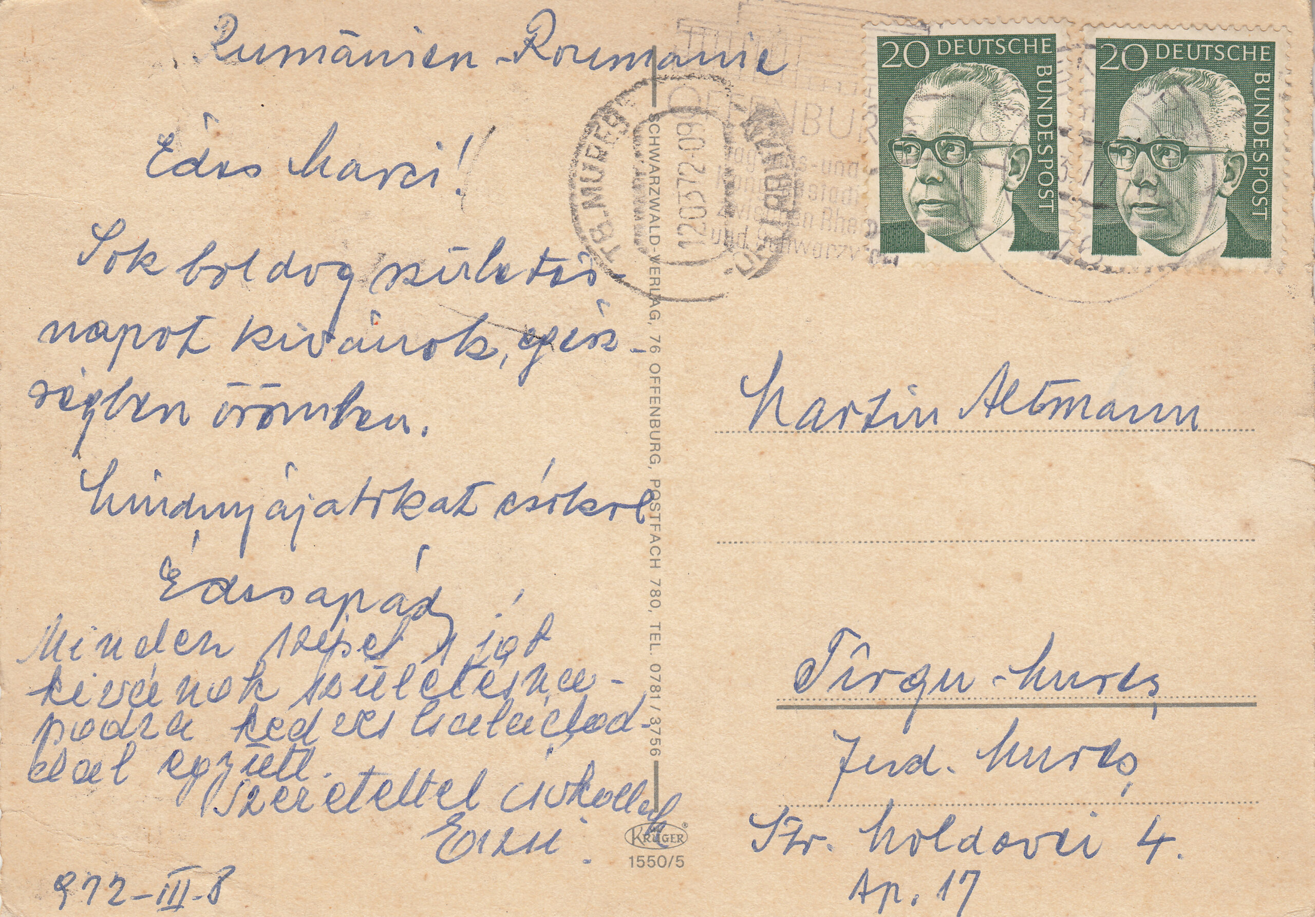 1.550- 5 Kruger Postcard Germany Offenburg_01