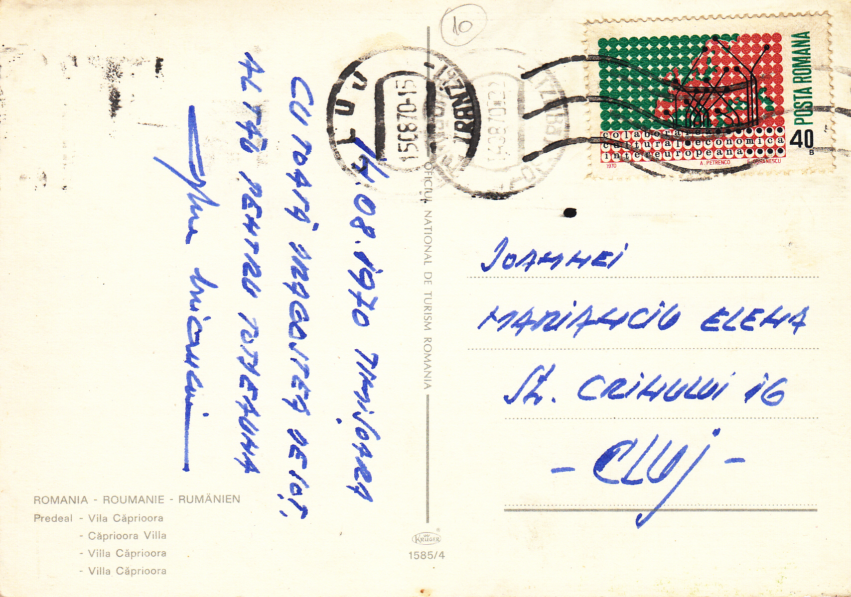 1.585- 4 Krüger Postcard Romania Predeal_0001