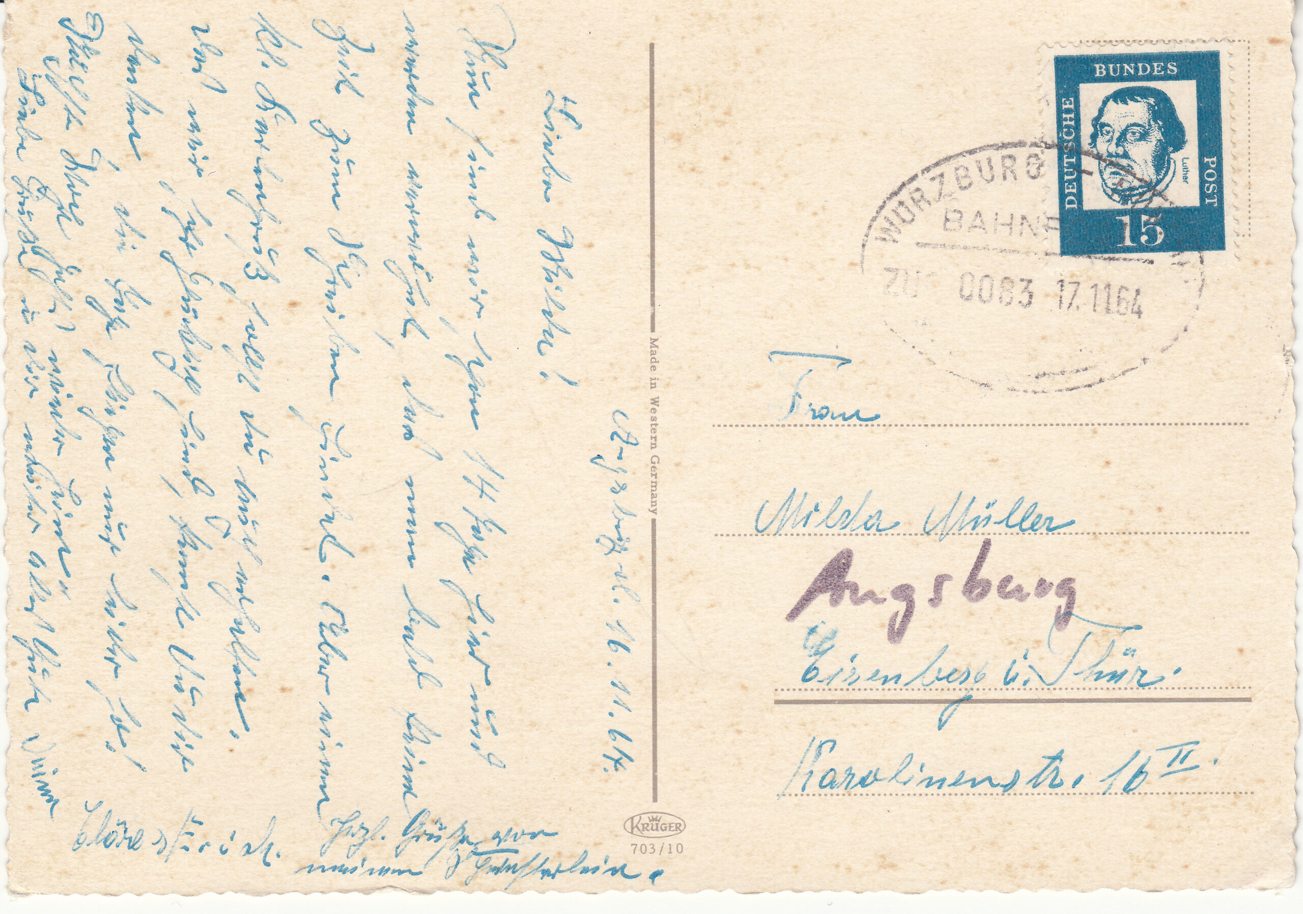 0.703- 10 Krüger Postcard Germany Augsburg_0001