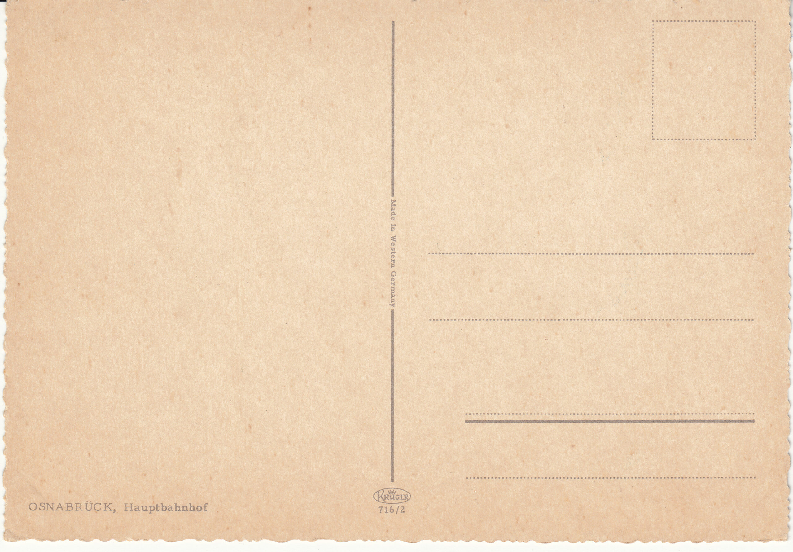 0.716- 2 Krüger Postcard Germany Osnabrück_0001