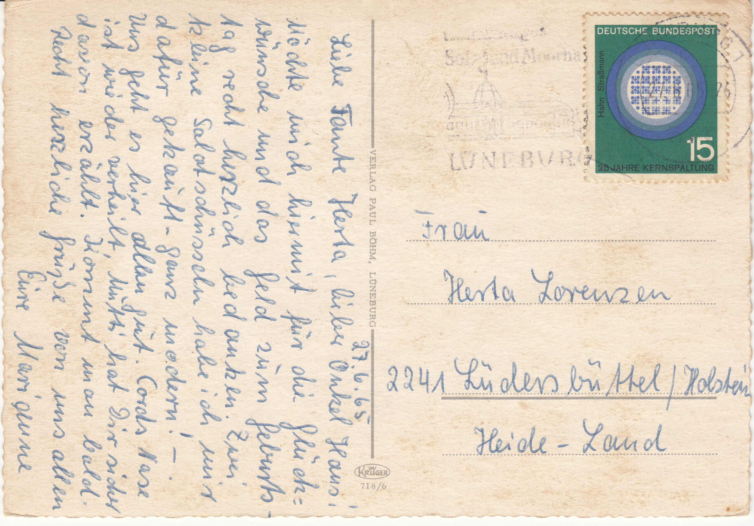 0.718- 5 Krüger Postcard Germany Lüneburg_0001