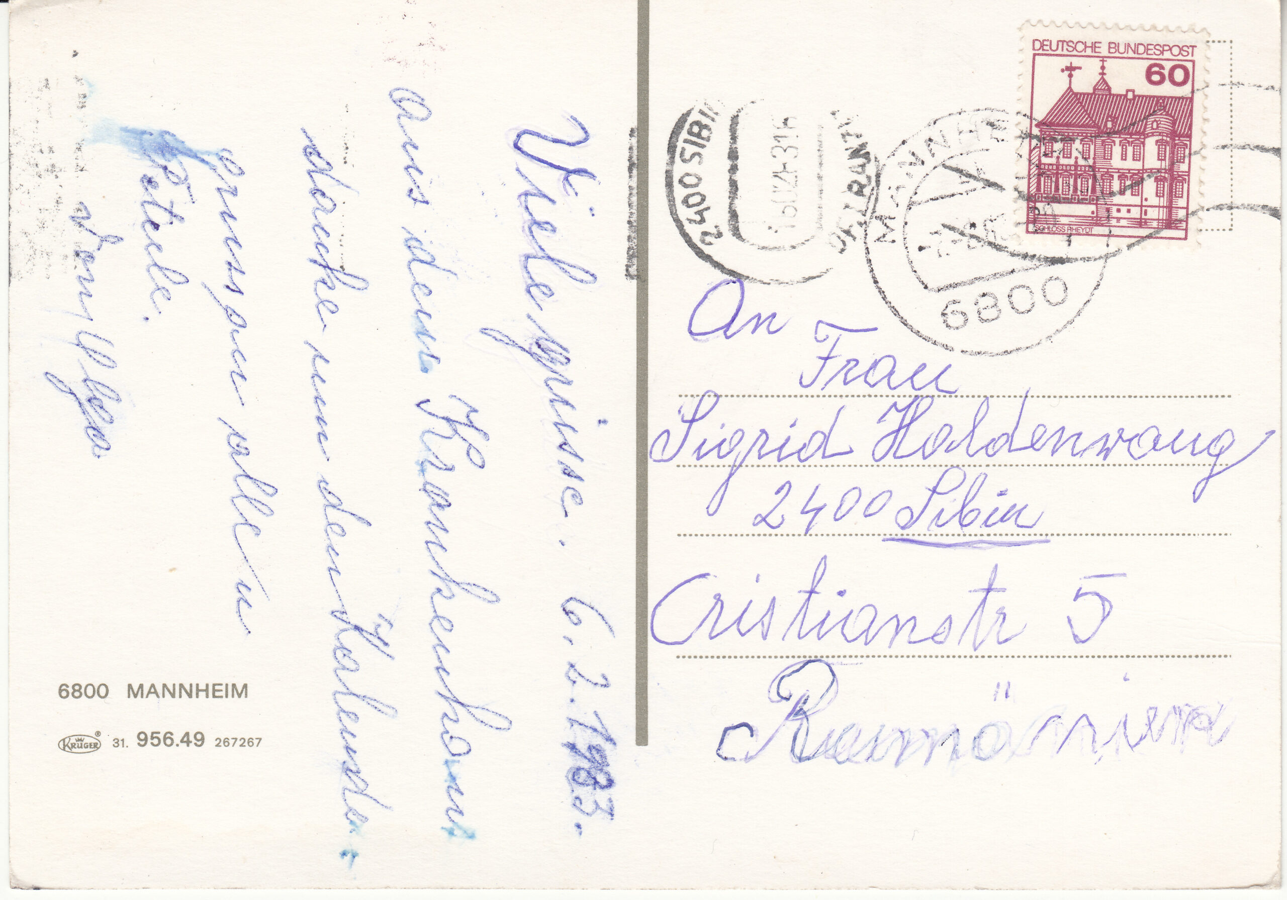 0.956- 49.31 Krüger Postcard Germany Mannheim_0001