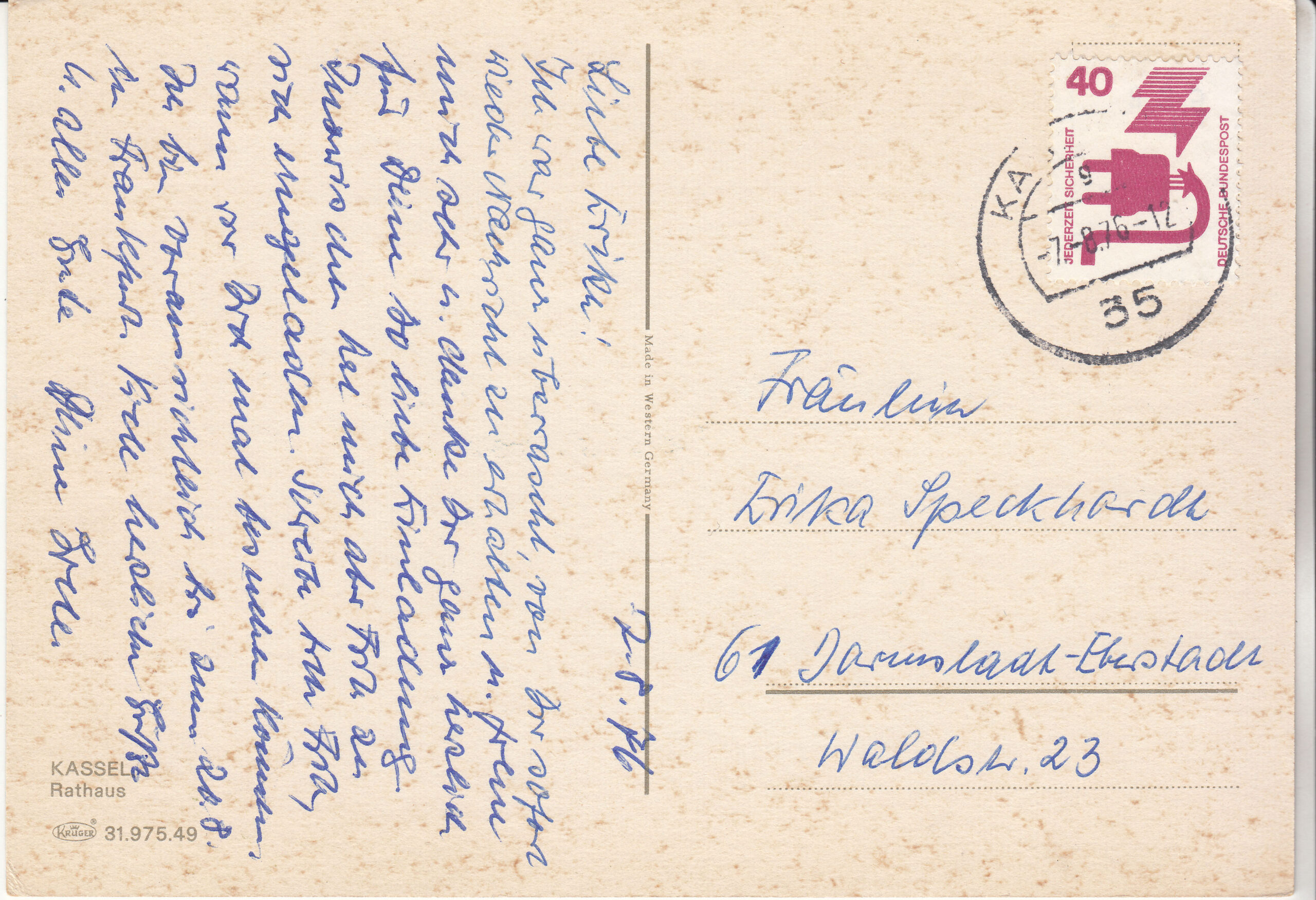 0.975- 49.31 Krüger Postcard Germany Kassel_0001