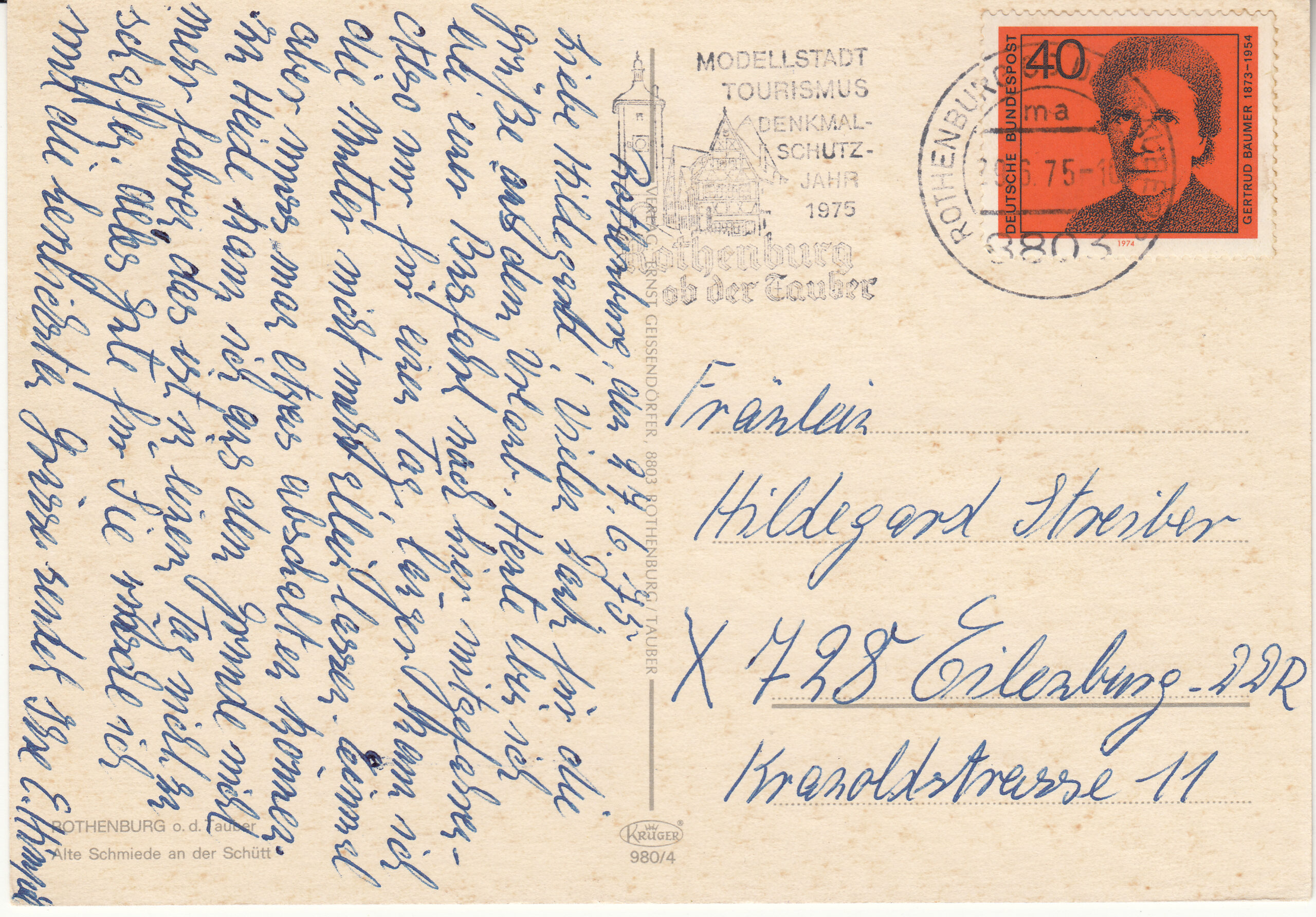 0.980- 4 Krüger Postcard Germany Rothenburg_0001