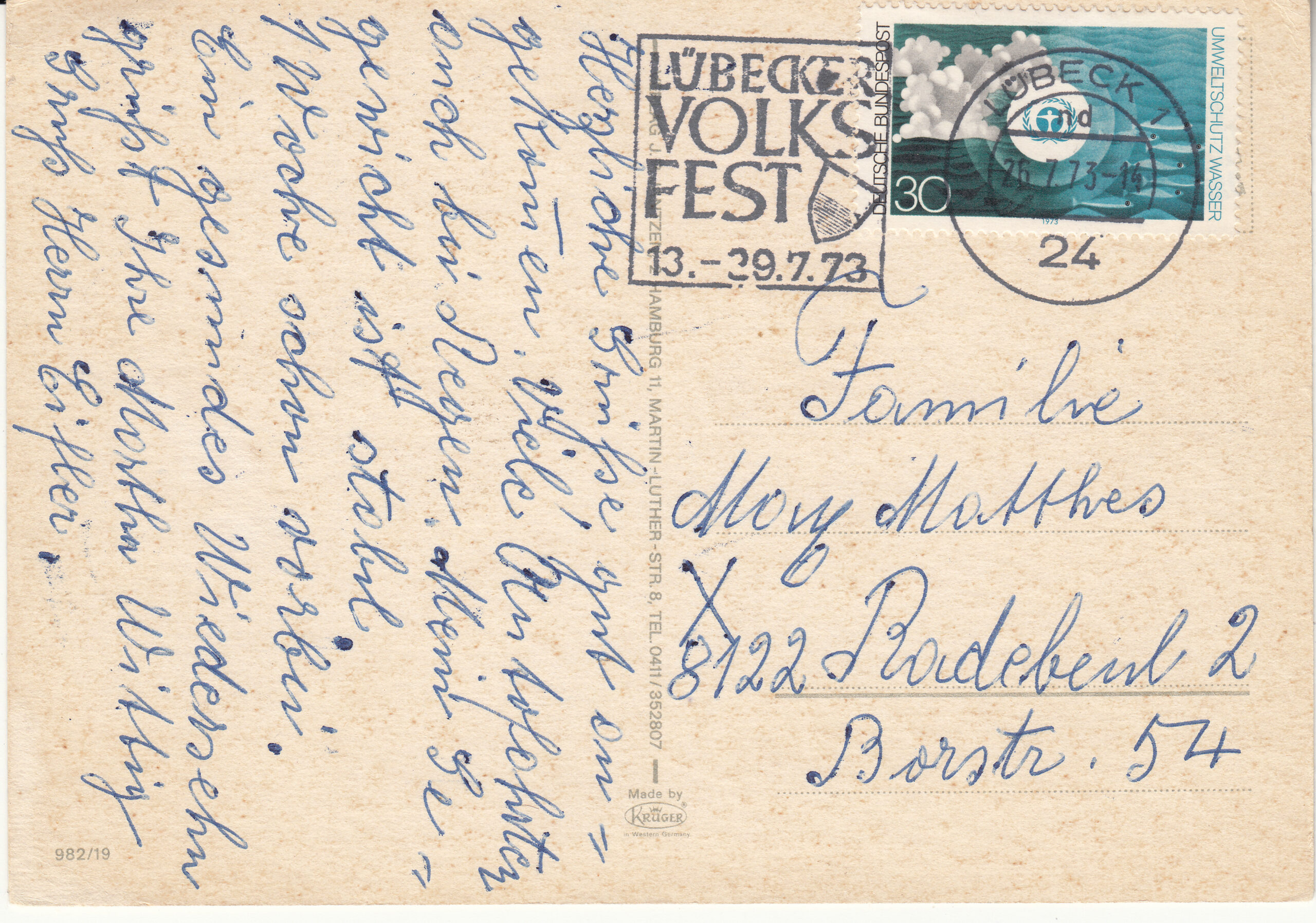 0.982- 19 Krüger Postcard Germany Lübeck_0001