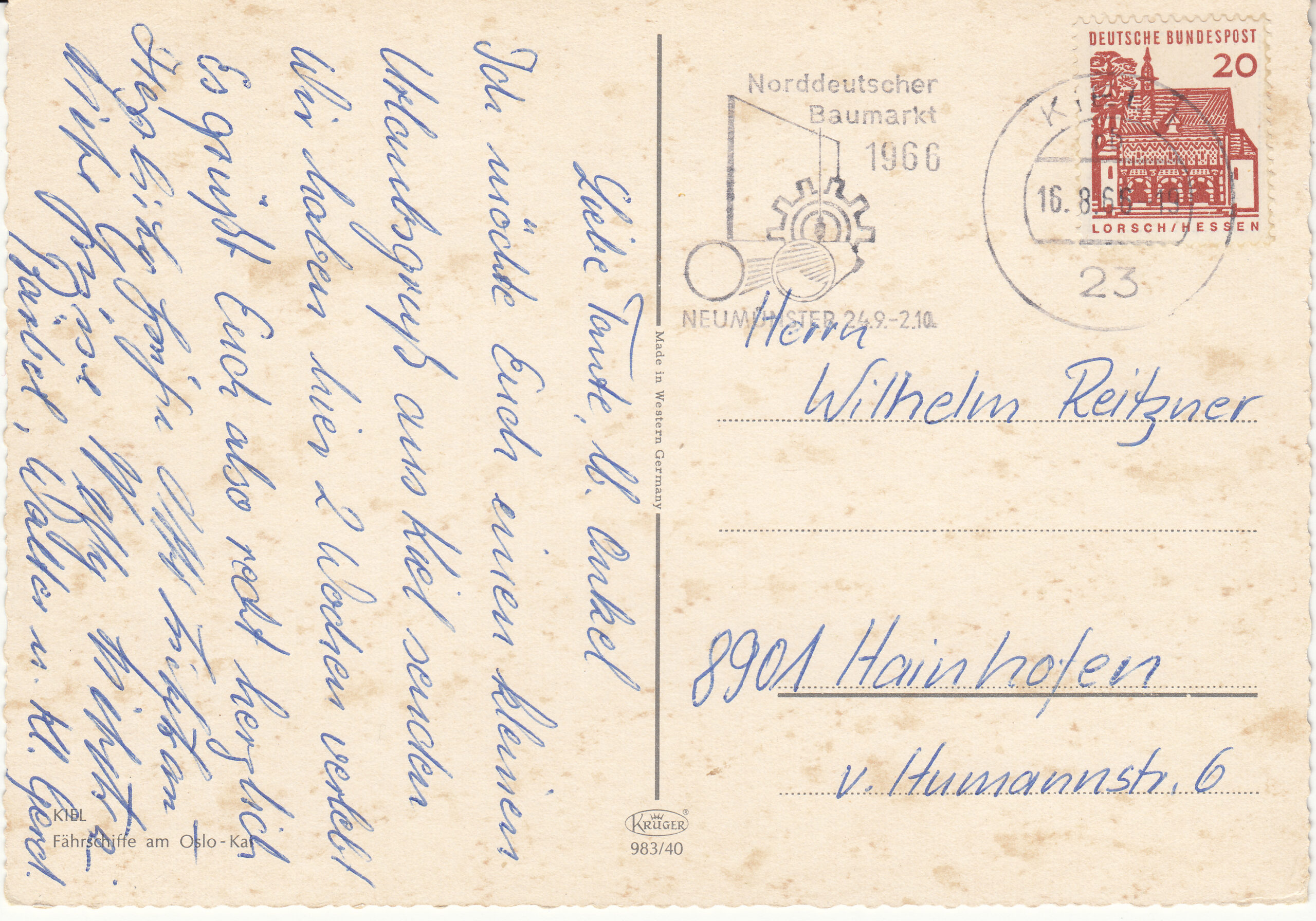 0.983- 40 Kruger Postcard Germany Kiel_0001