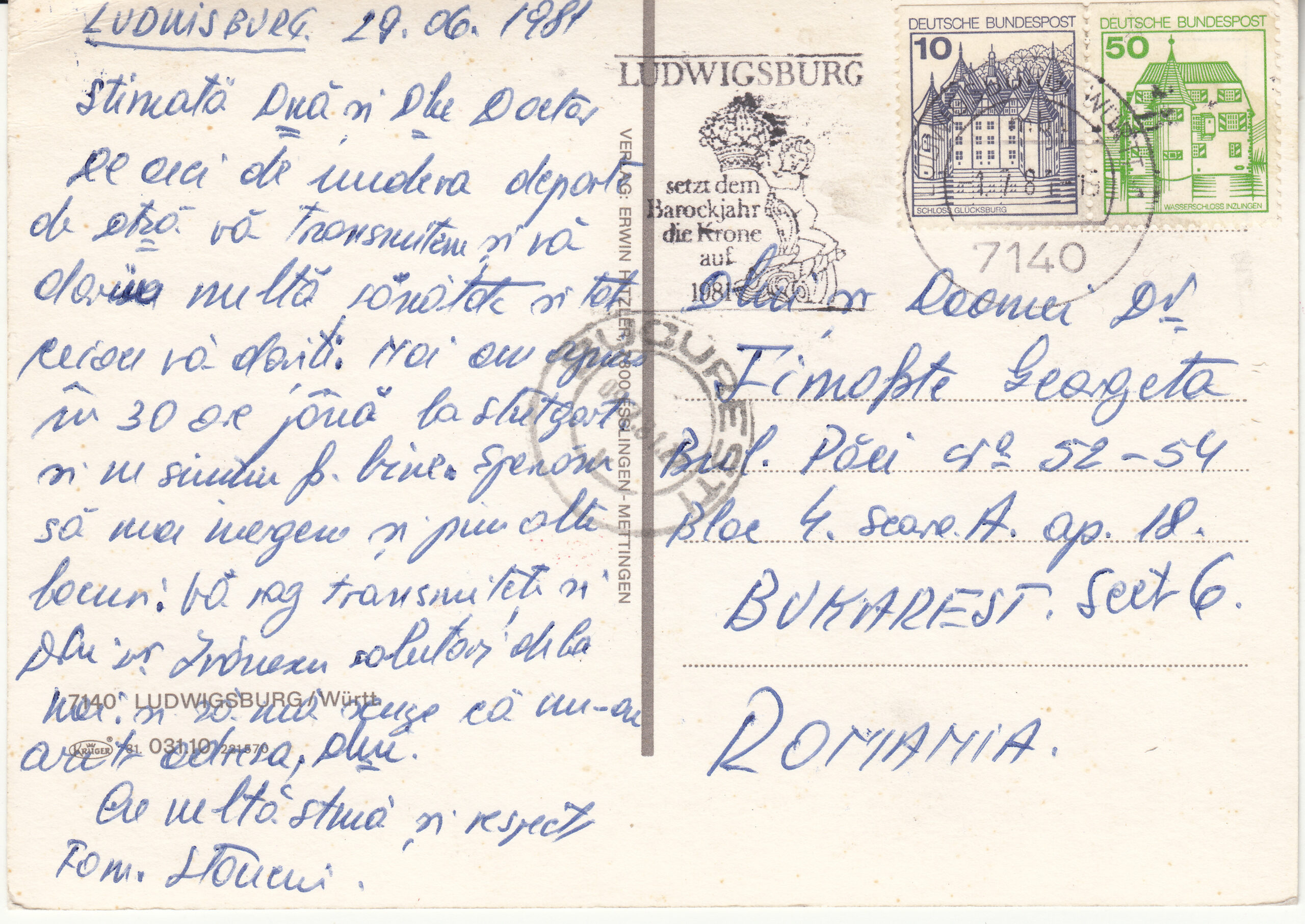 1.031- 10.31 Krüger Postcard Germany Ludwigsburg_0001