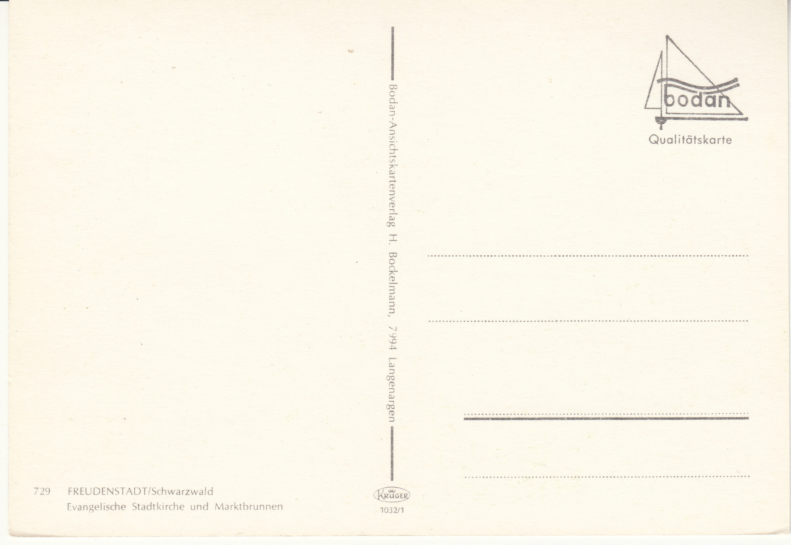 1.032- 1 Krüger Postcard Germany Freudenstadt_0001