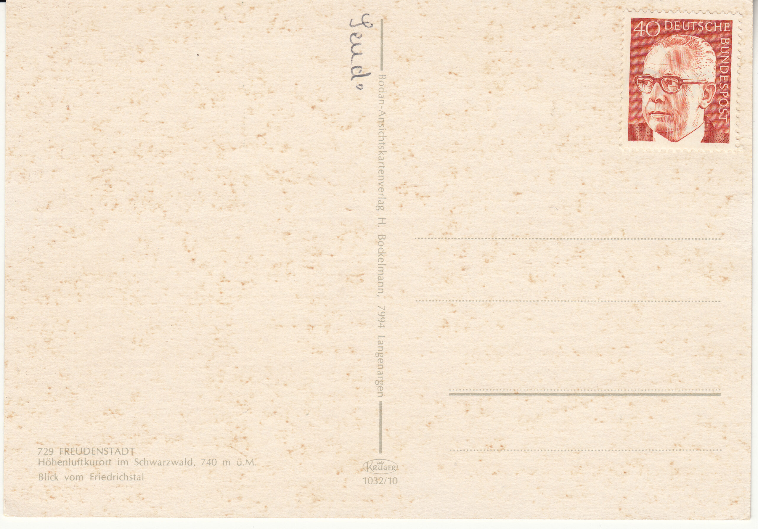 1.032- 10 Krüger Postcard Germany Freudenstadt_0001