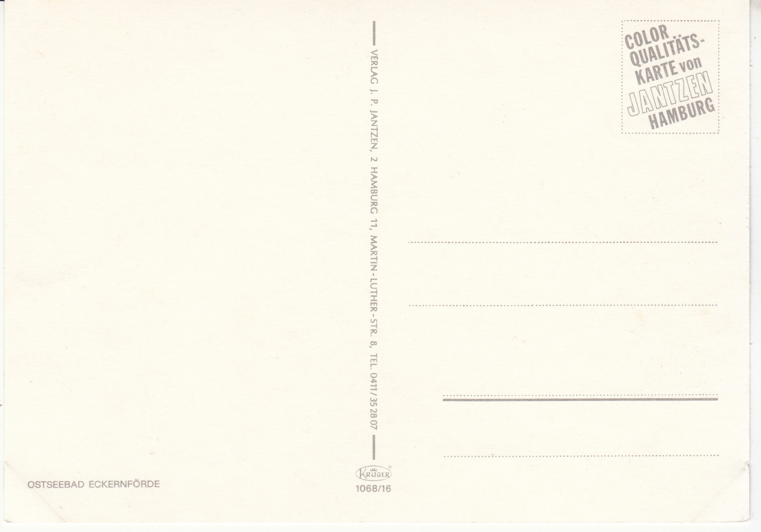 1.068- 16 Krüger Postcard Germany Eckernforde_0001