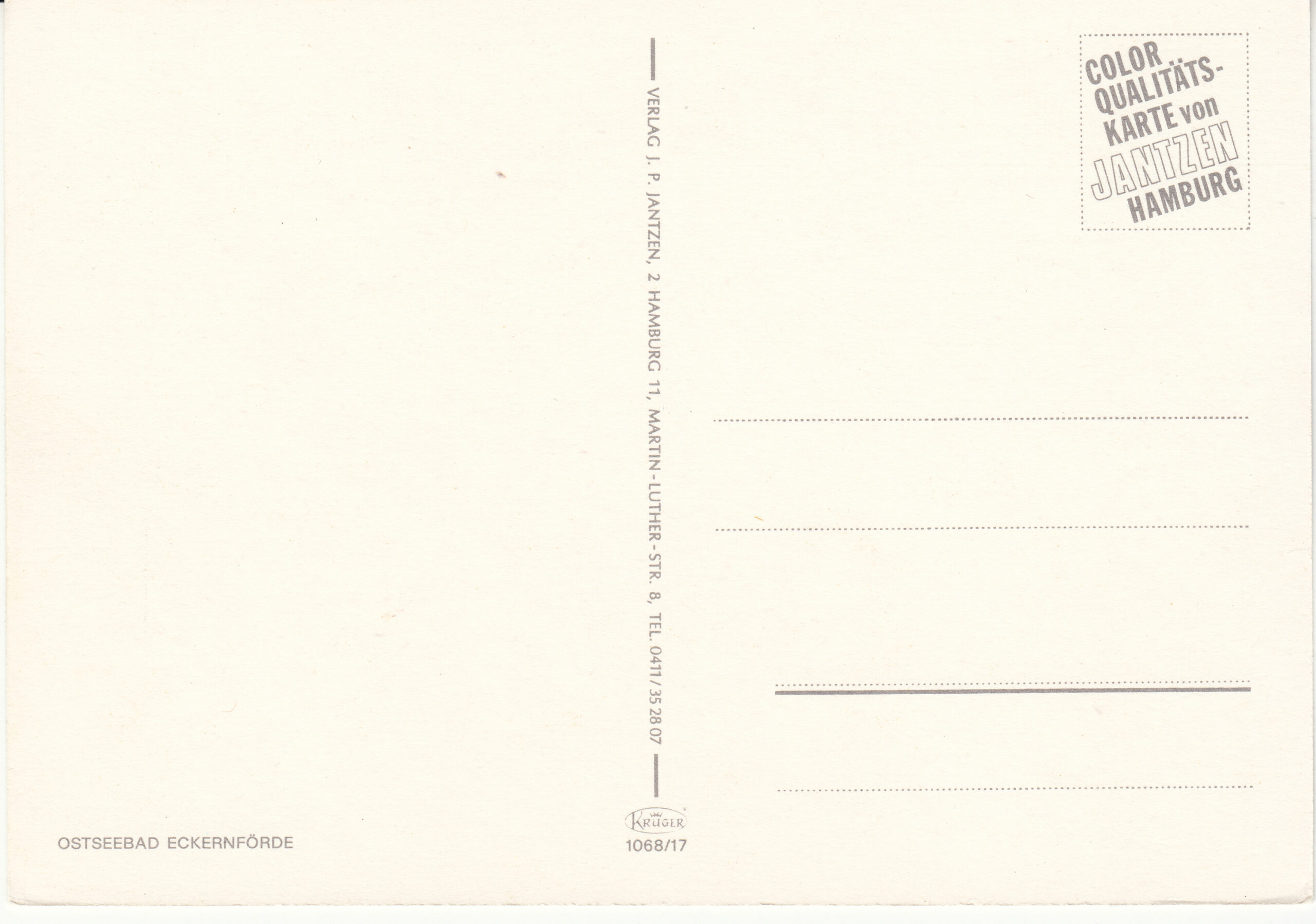 1.068- 17 Krüger Postcard Germany Eckernforde_0001