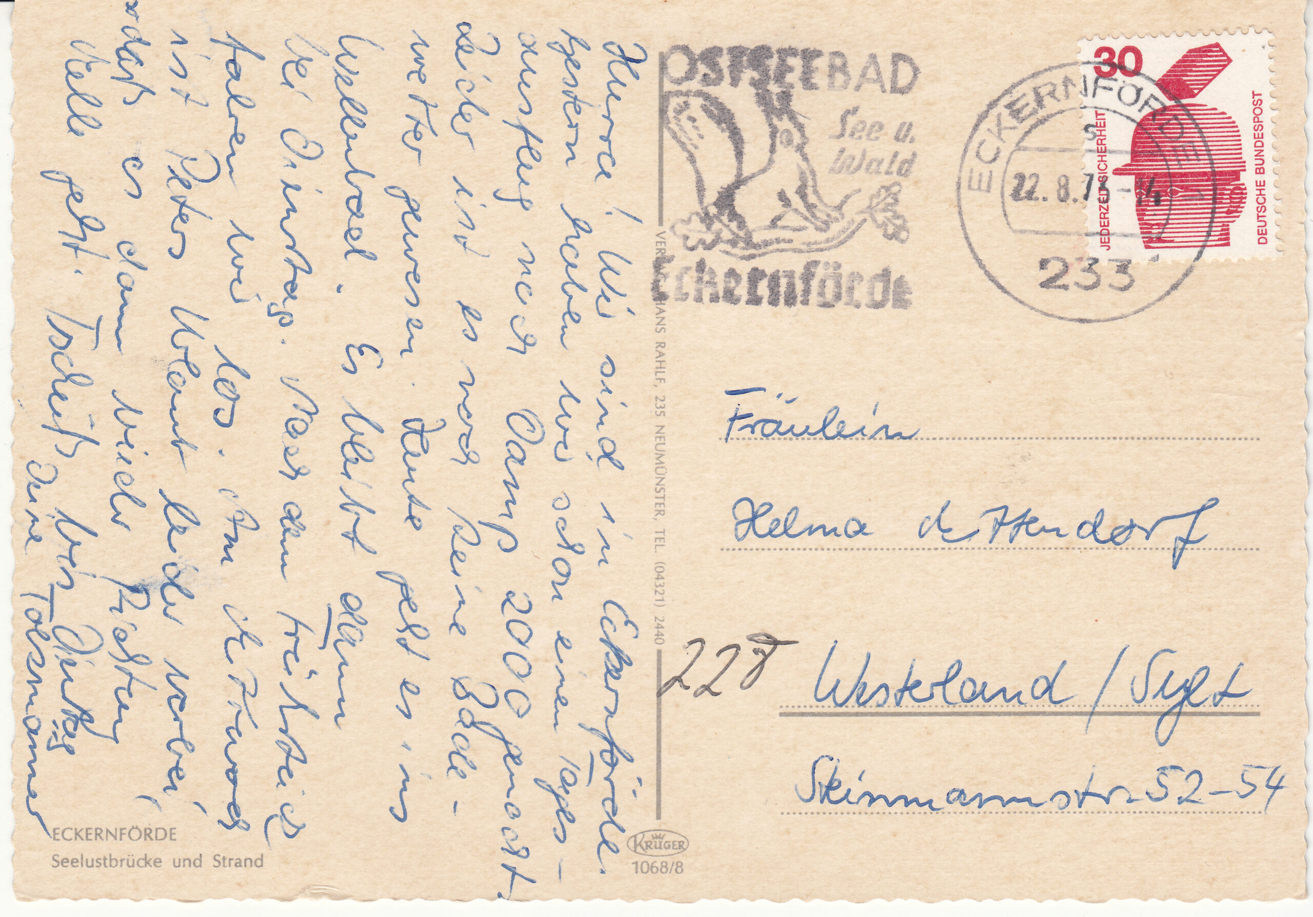 1.068- 8 Krüger Postcard Germany Eckernforde_0001