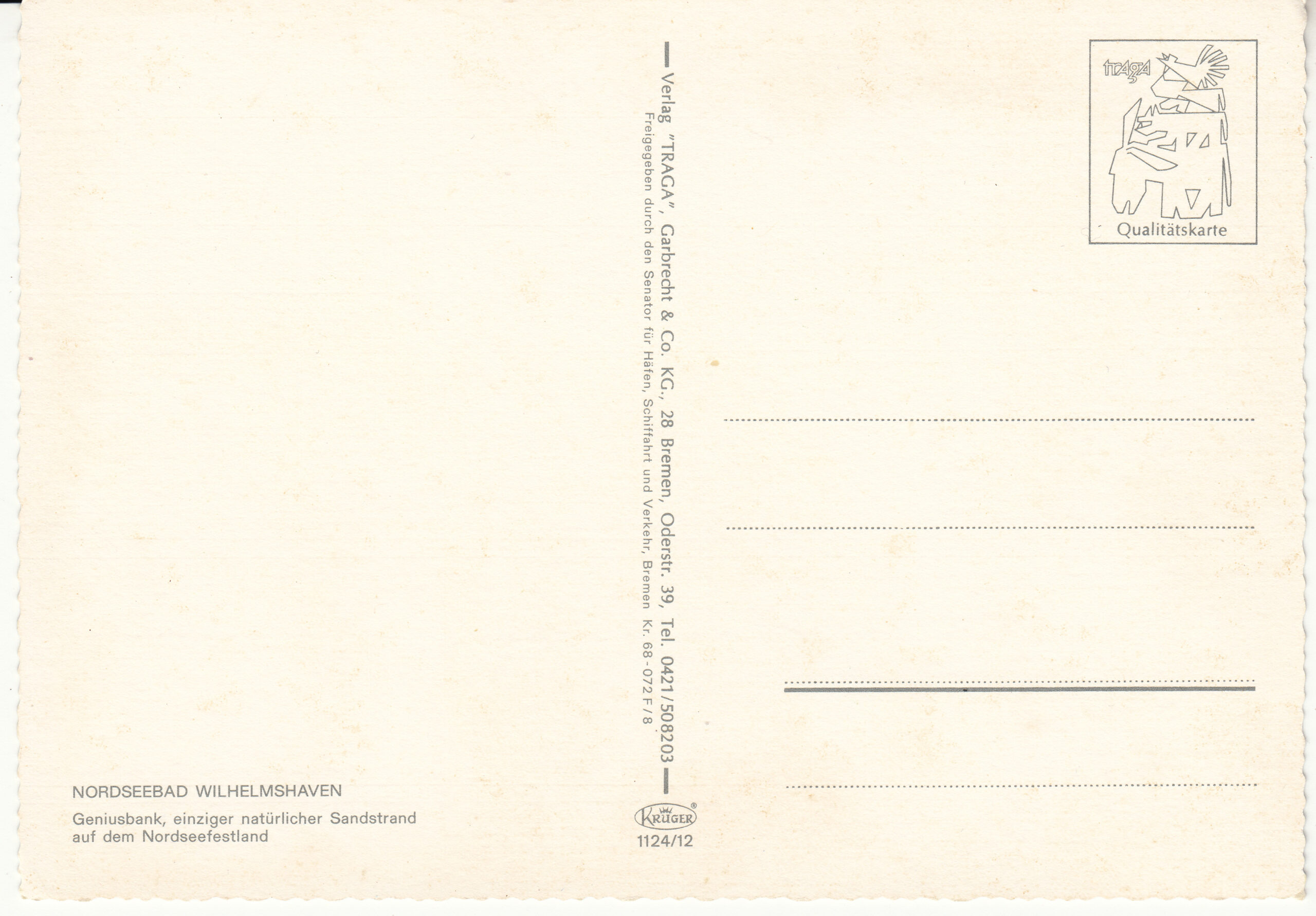 1.124- 12 Krüger Postcard Germany Wilhelmshaven_0001
