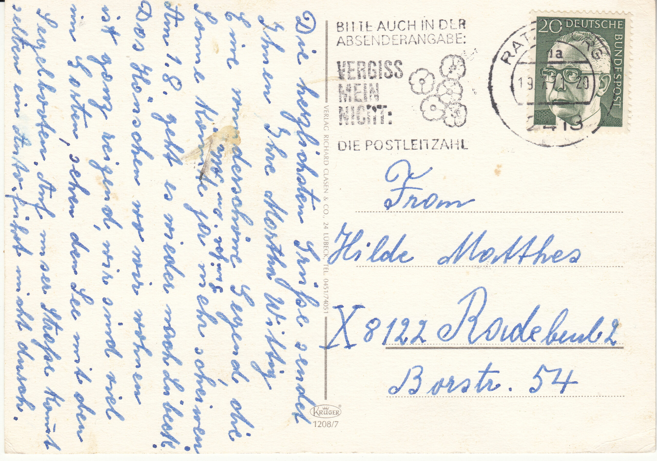 1.208- 7 Krüger Postcard Germany Ratzeburg_0001