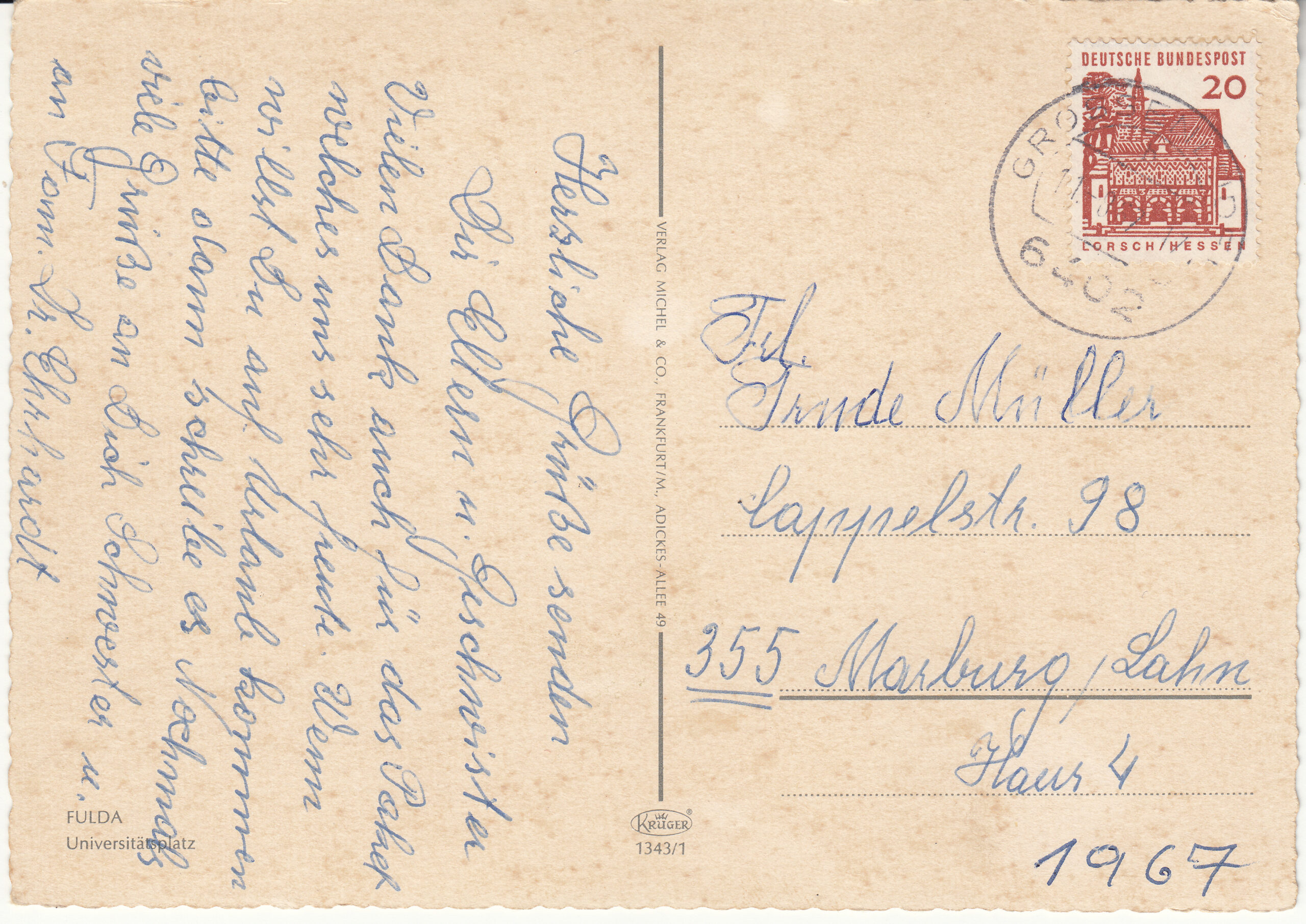 1.343- 1 Krüger Postcard Germany Fulda_0001