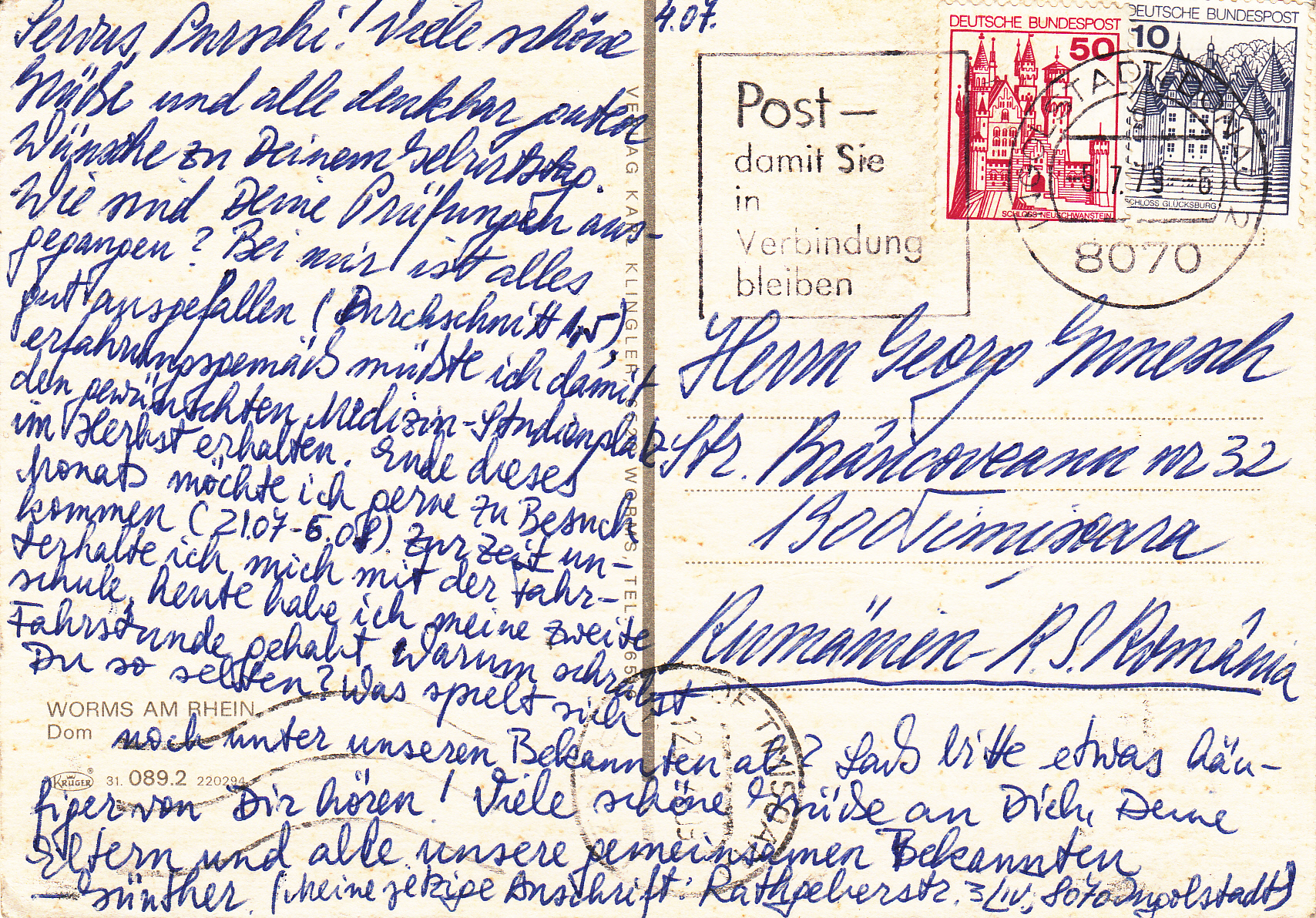 1089- 2.31 Krüger Postcard Germany Worms am Rhein_0001