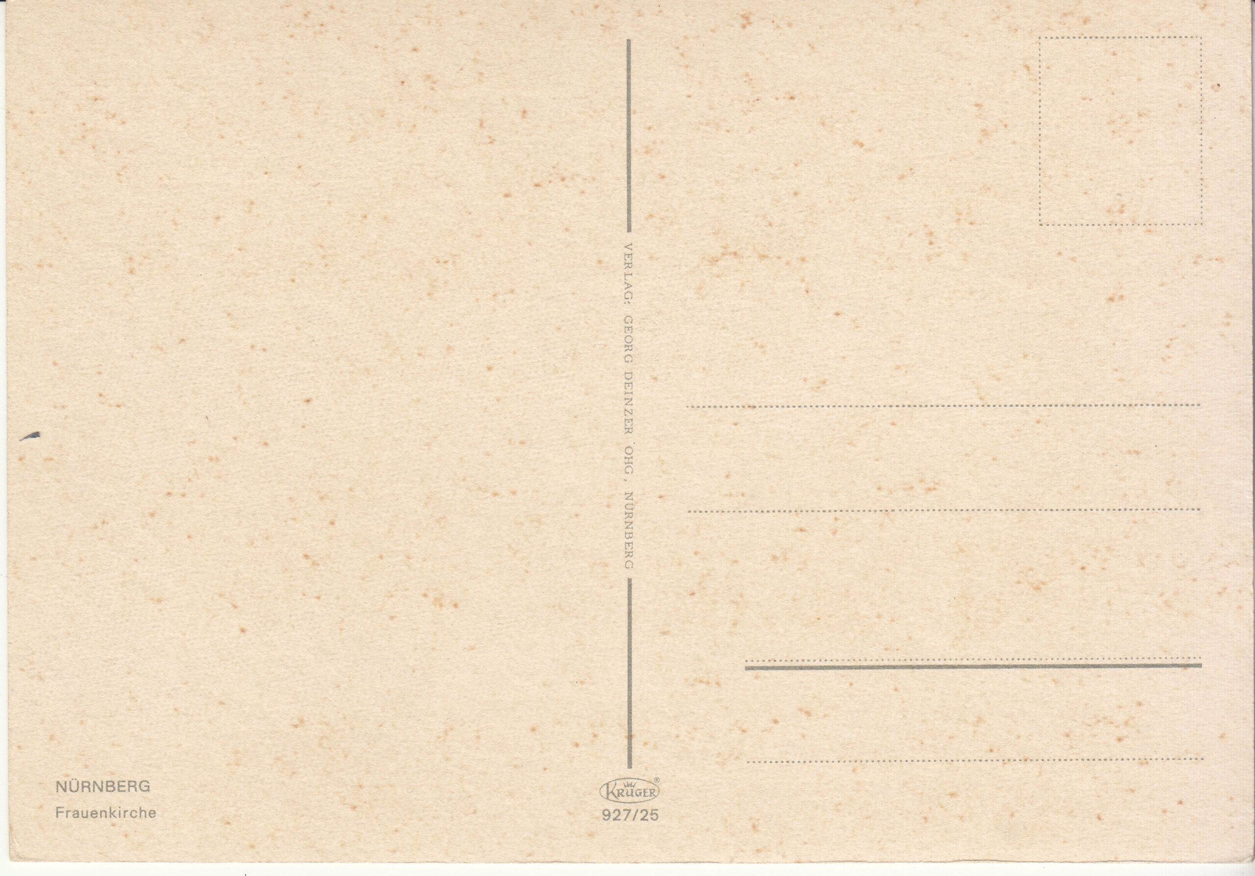 0.927- 25 Krüger Postcard Germany Nurnberg2_0001