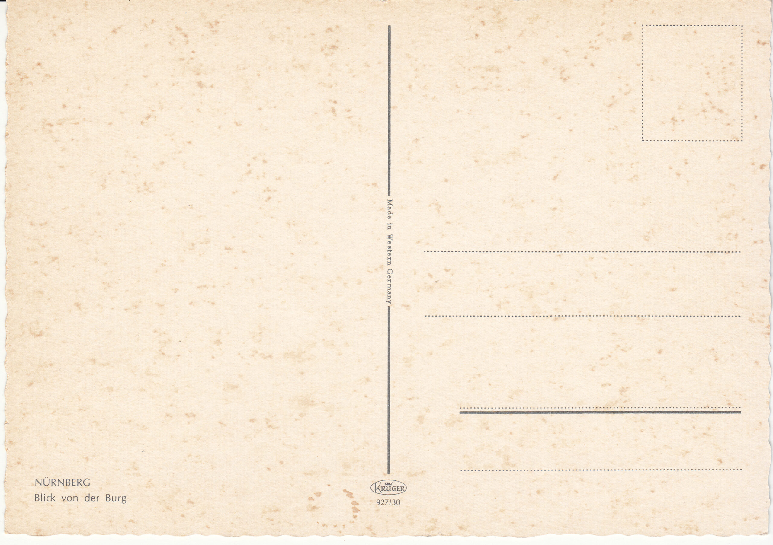 0.927- 30 Krüger Postcard Germany Nurnberg_0001