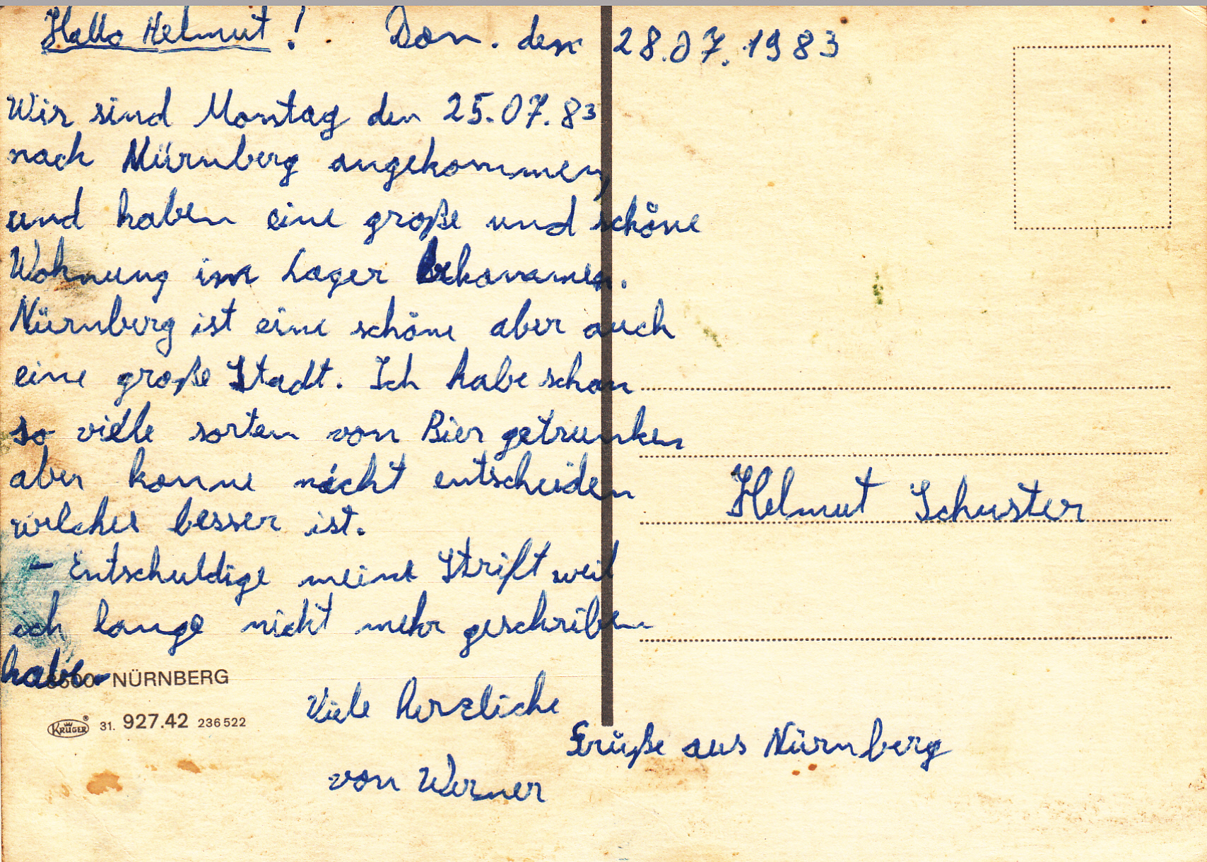 0.927- 42.31 Krüger Postcard Germany Nürnberg 1_0001