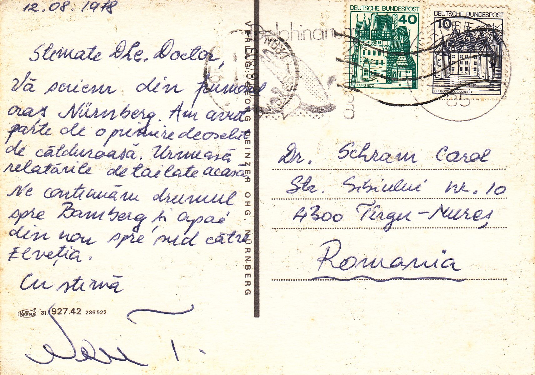 0.927- 42.31 Krüger Postcard Germany Nürnberg 2_0001