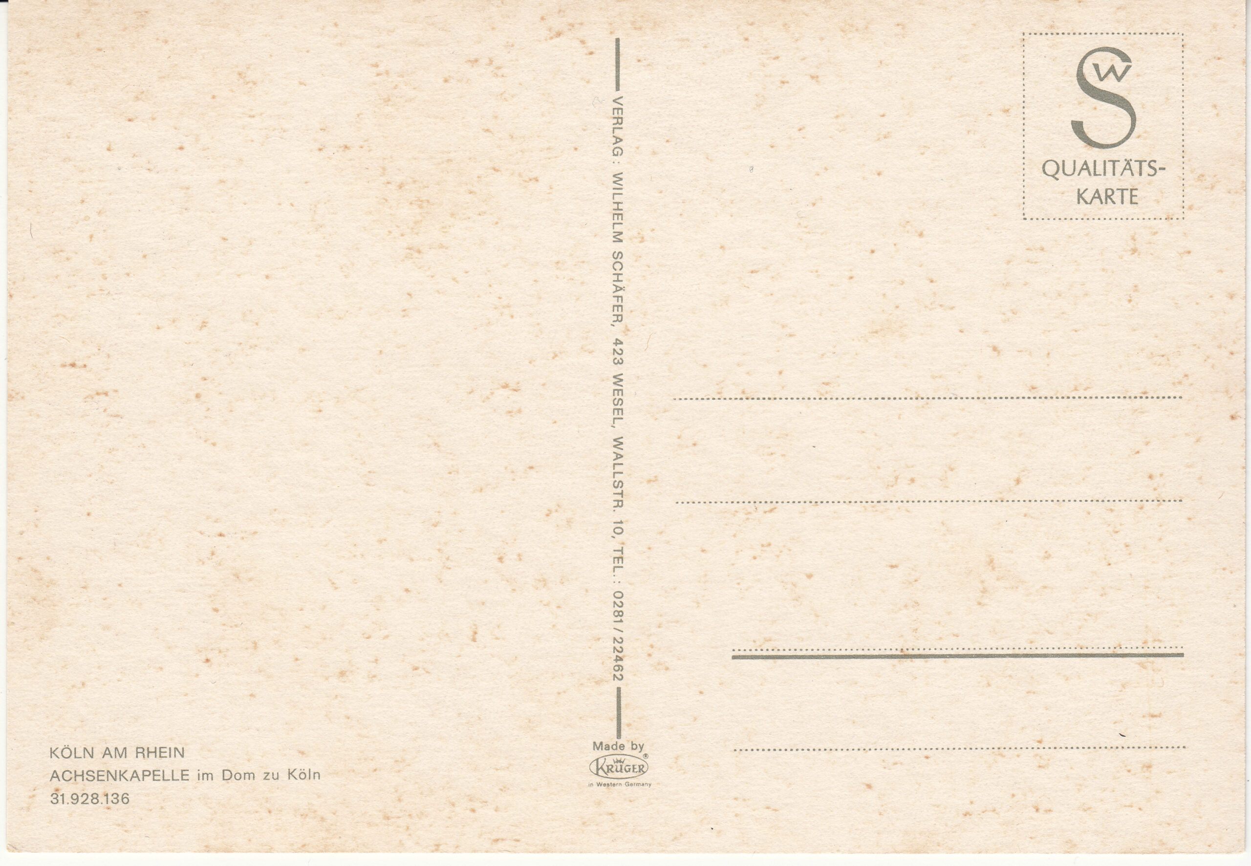 0.928-136.31 Krüger Postcard Germany Koln_0001