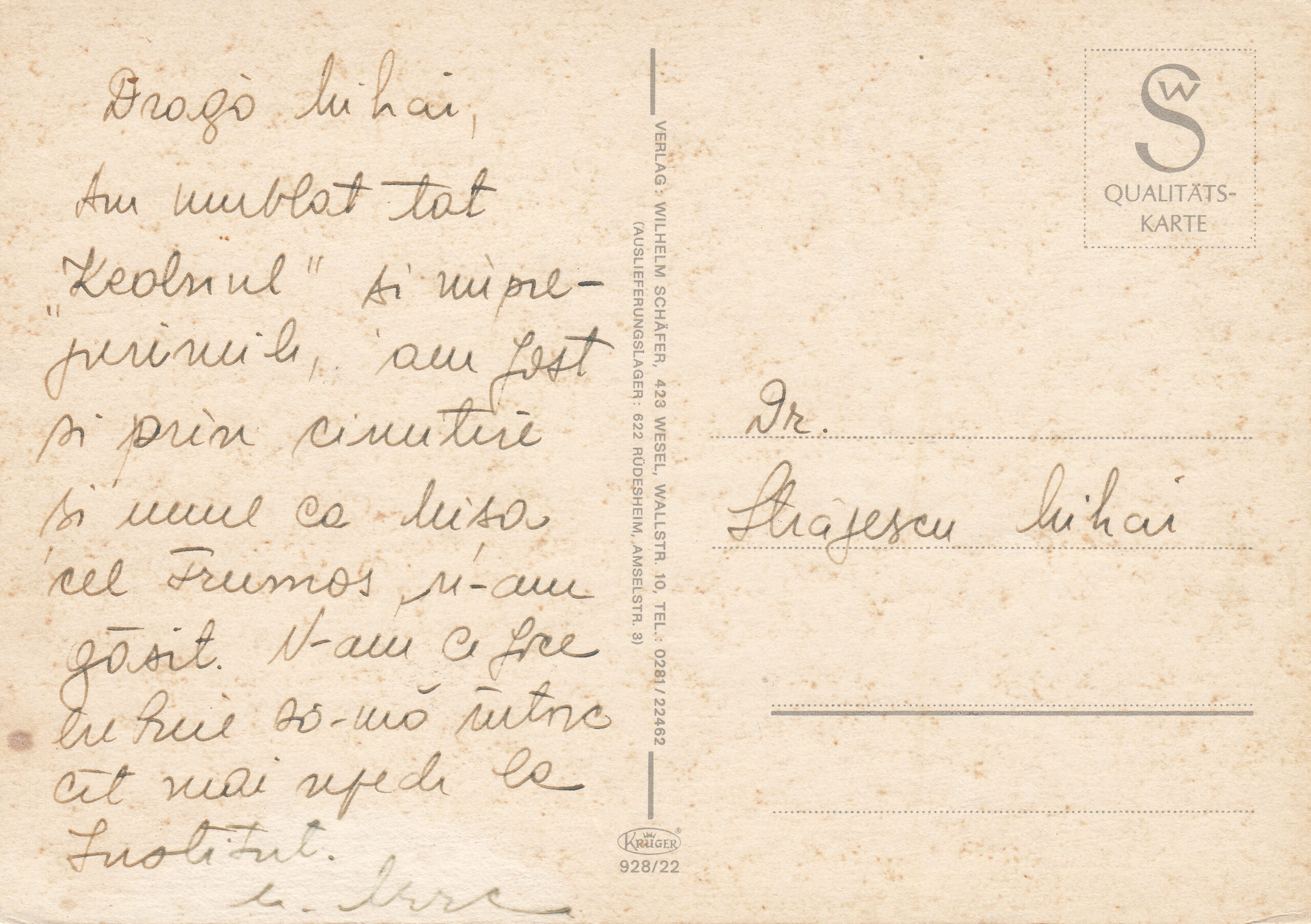 0.928- 22 Krüger Postcard Germany Koln_0001