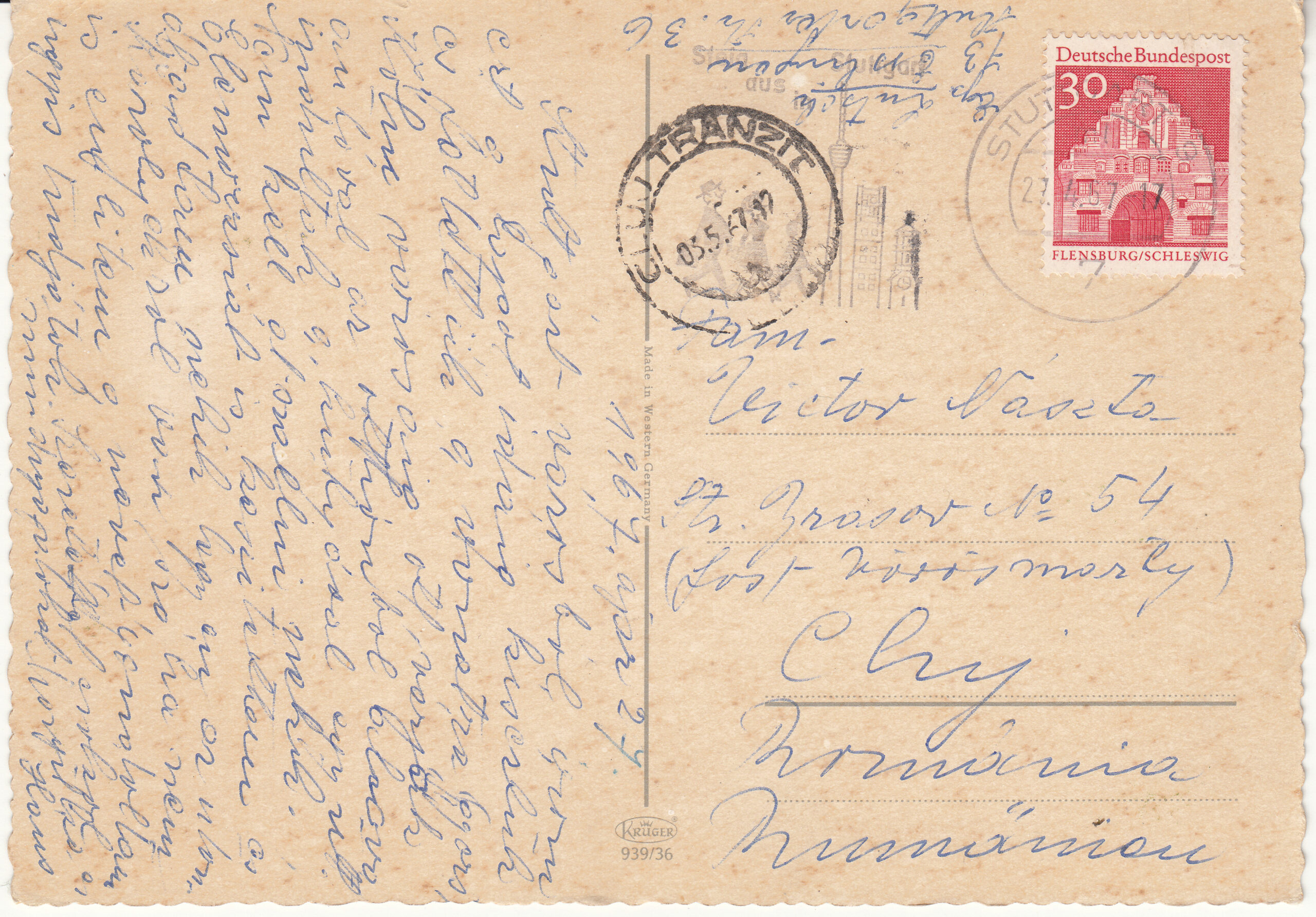 0.939- 36 Krüger Postcard Germany Stuttgart_0001