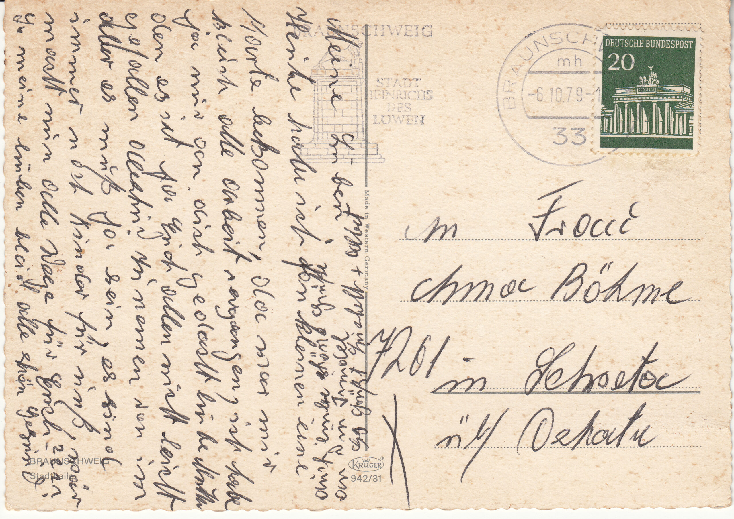 0.942G- 31 Krüger Postcard Germany Braunschweig_0001