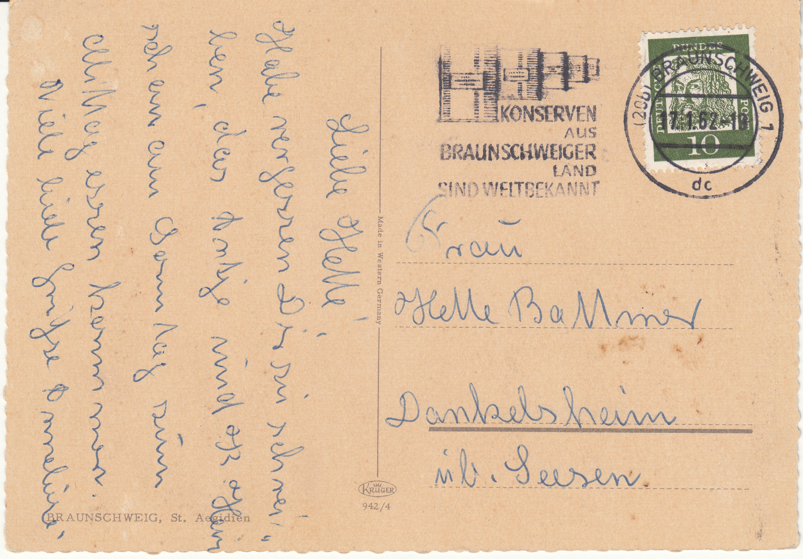 0.942G- 4 Kruger Postcard Germany Braunschweig_0001