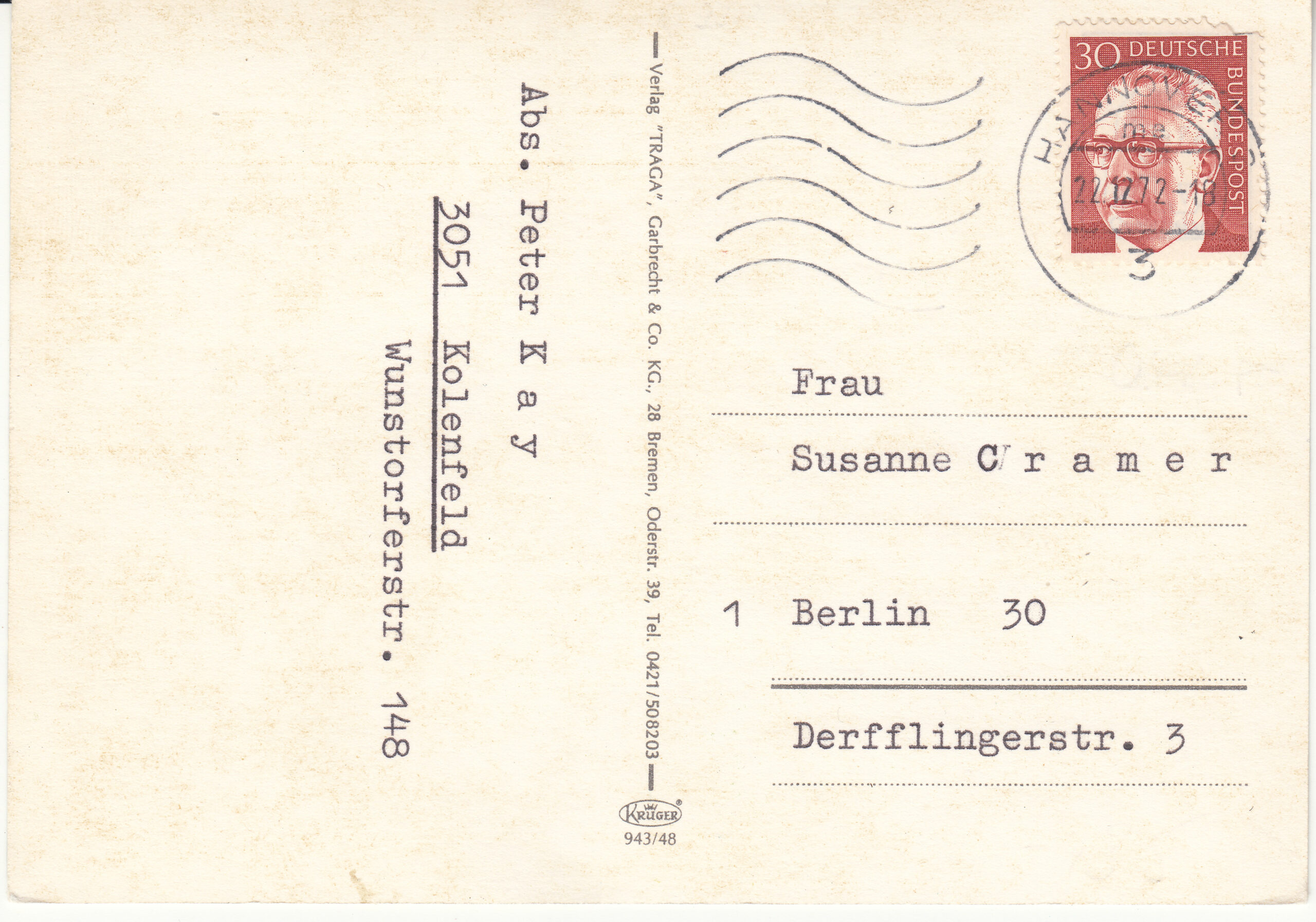 0.943G- 48 Krüger Postcard Germany Hannover_0001