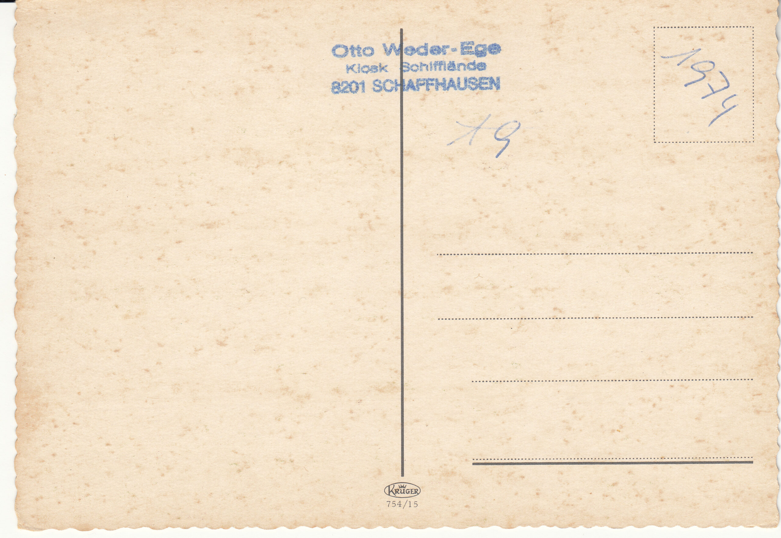 0.754- 15 Krüger Postcard Switzerland_0001