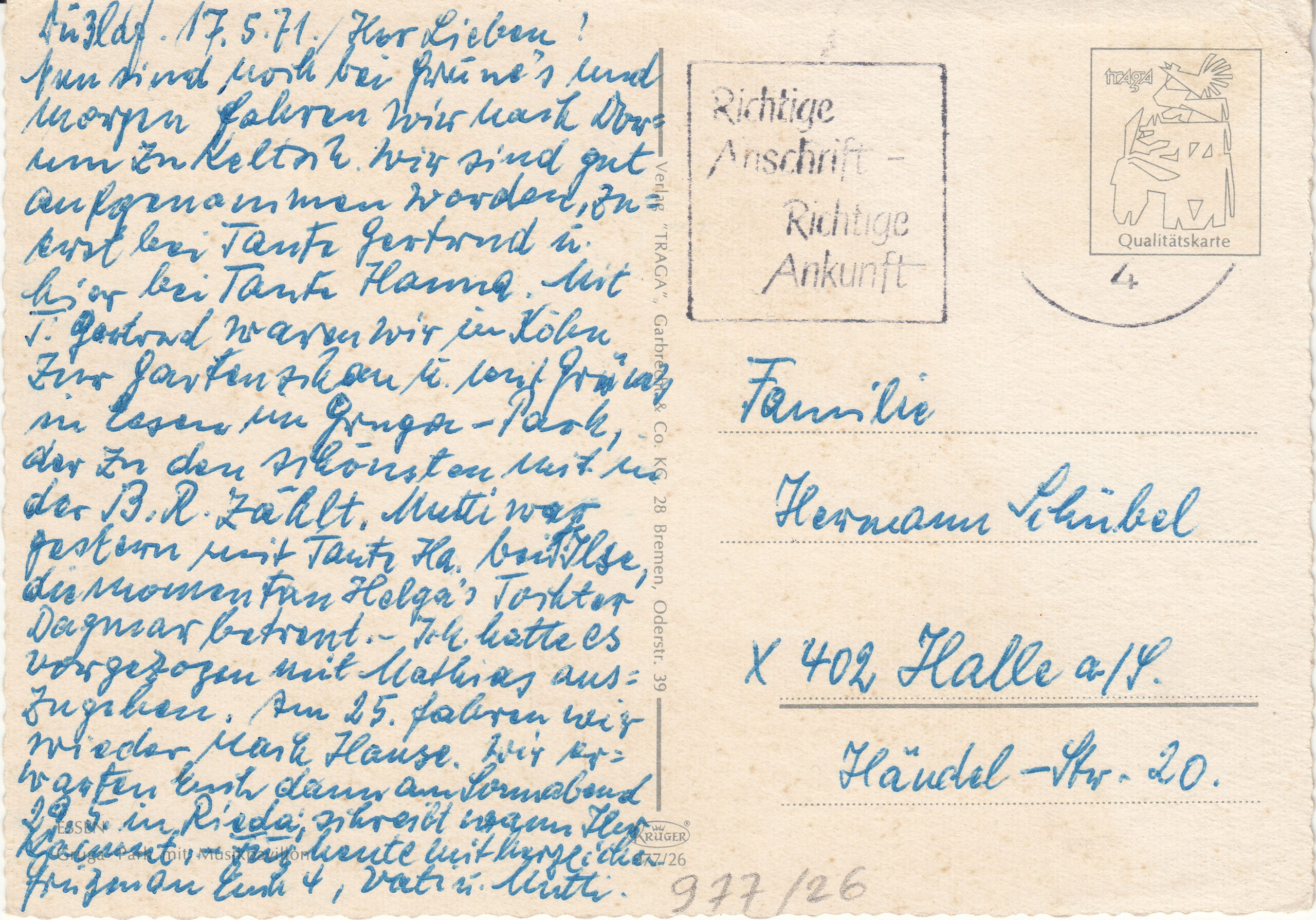 0.977- 26 Krüger Postcard Germany Essen_0001