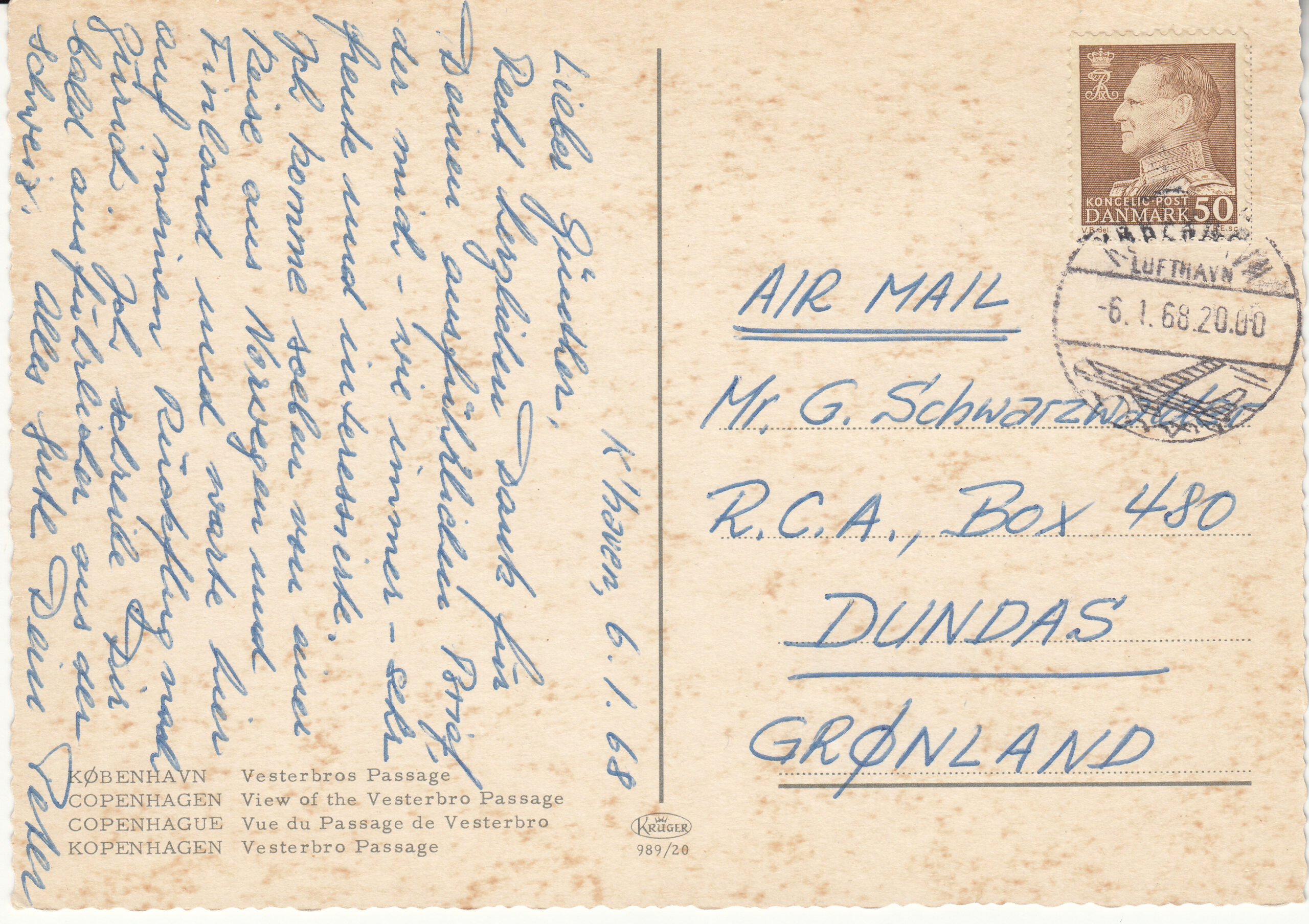 0.989- 20 Krüger Postcard Denmark Copenhagen_0001